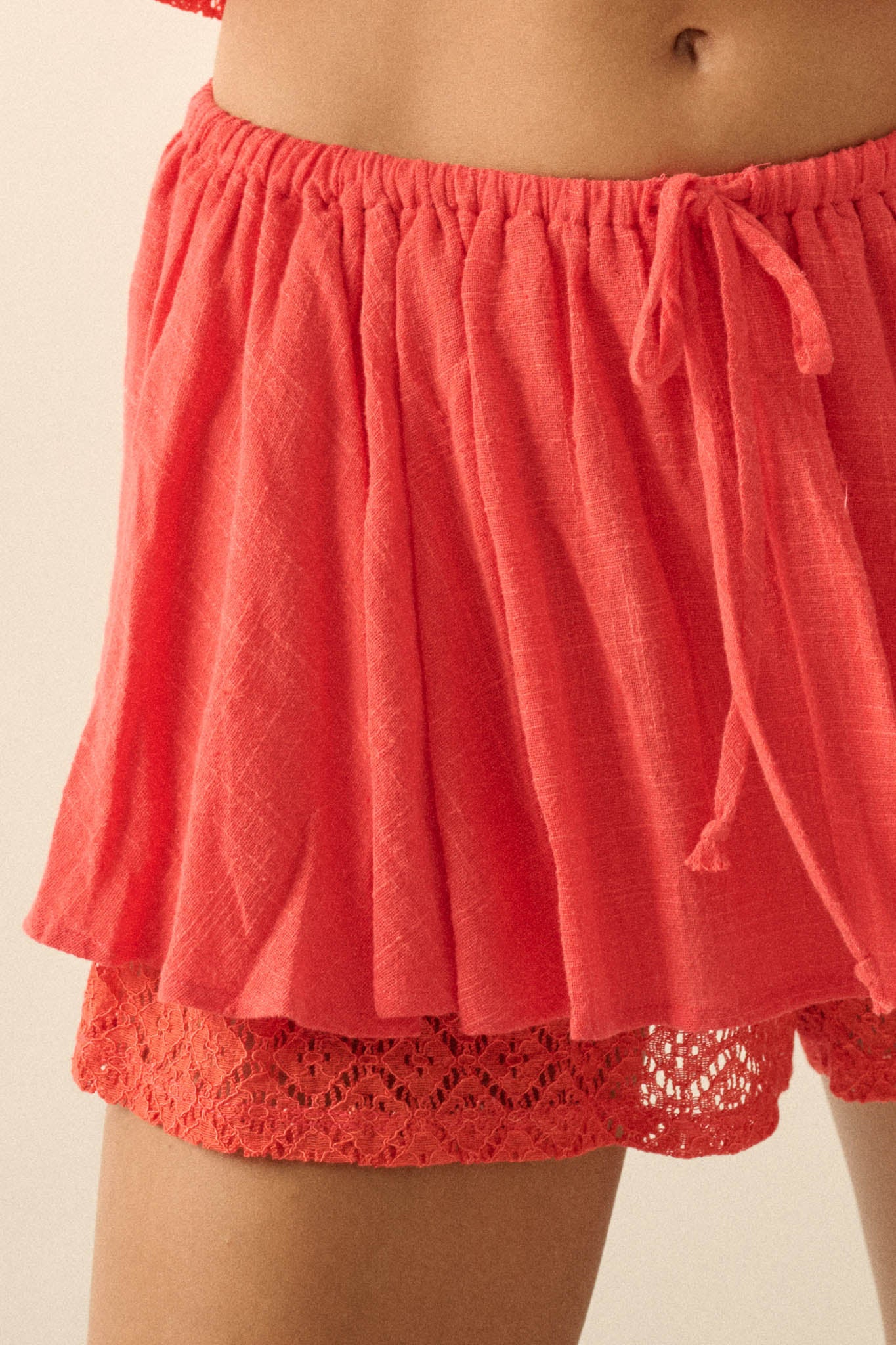 Free Yourself Cotton Gauze and Lace Ruffle Skort - Image 5