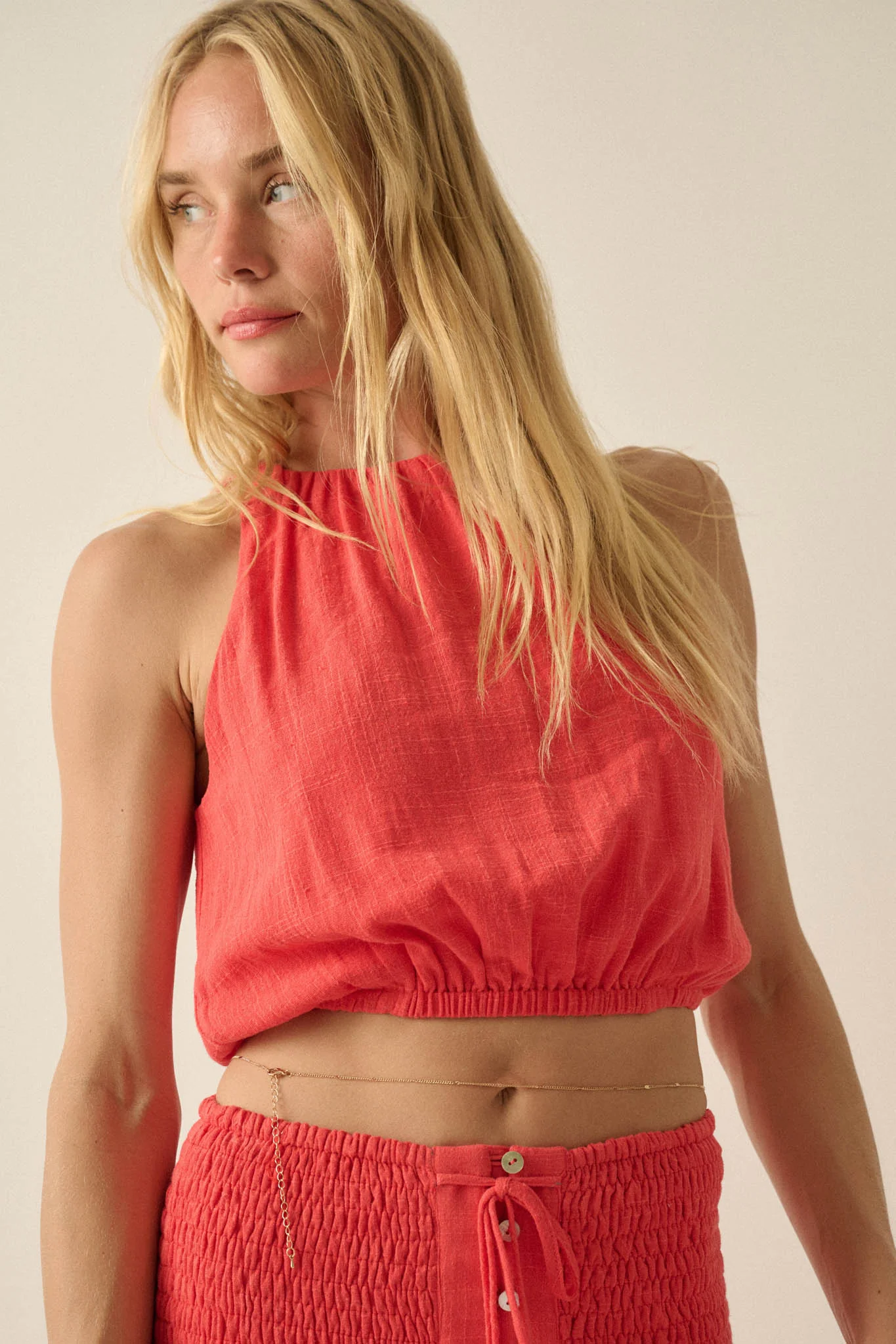 Freedom Song Cotton Gauze Cropped Sleeveless Top - Image 5