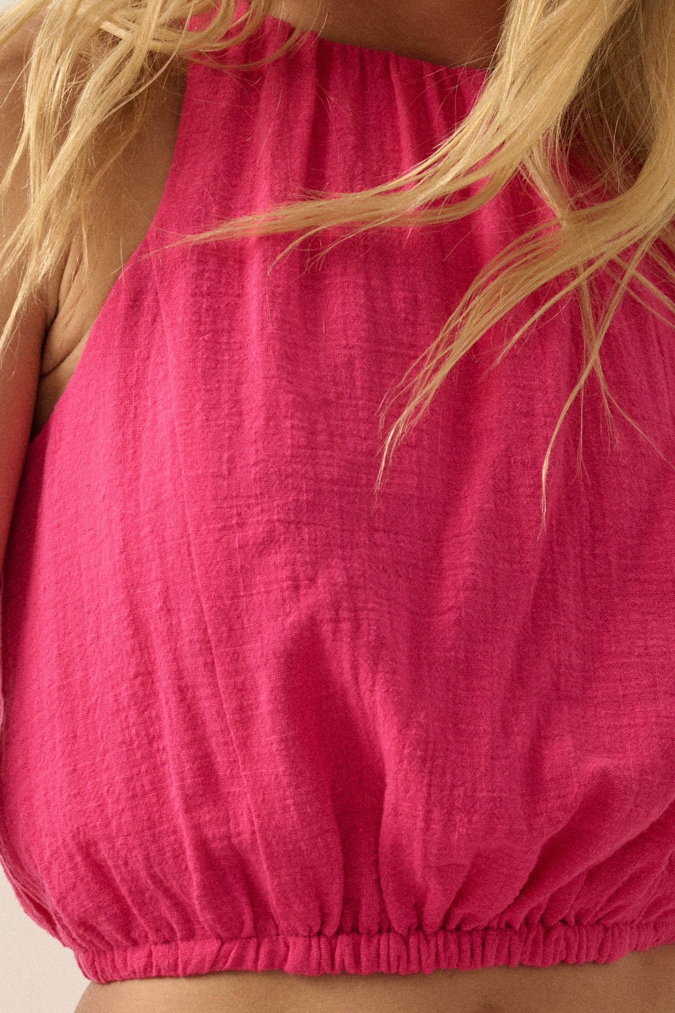 Freedom Song Cotton Gauze Cropped Sleeveless Top - Image 8