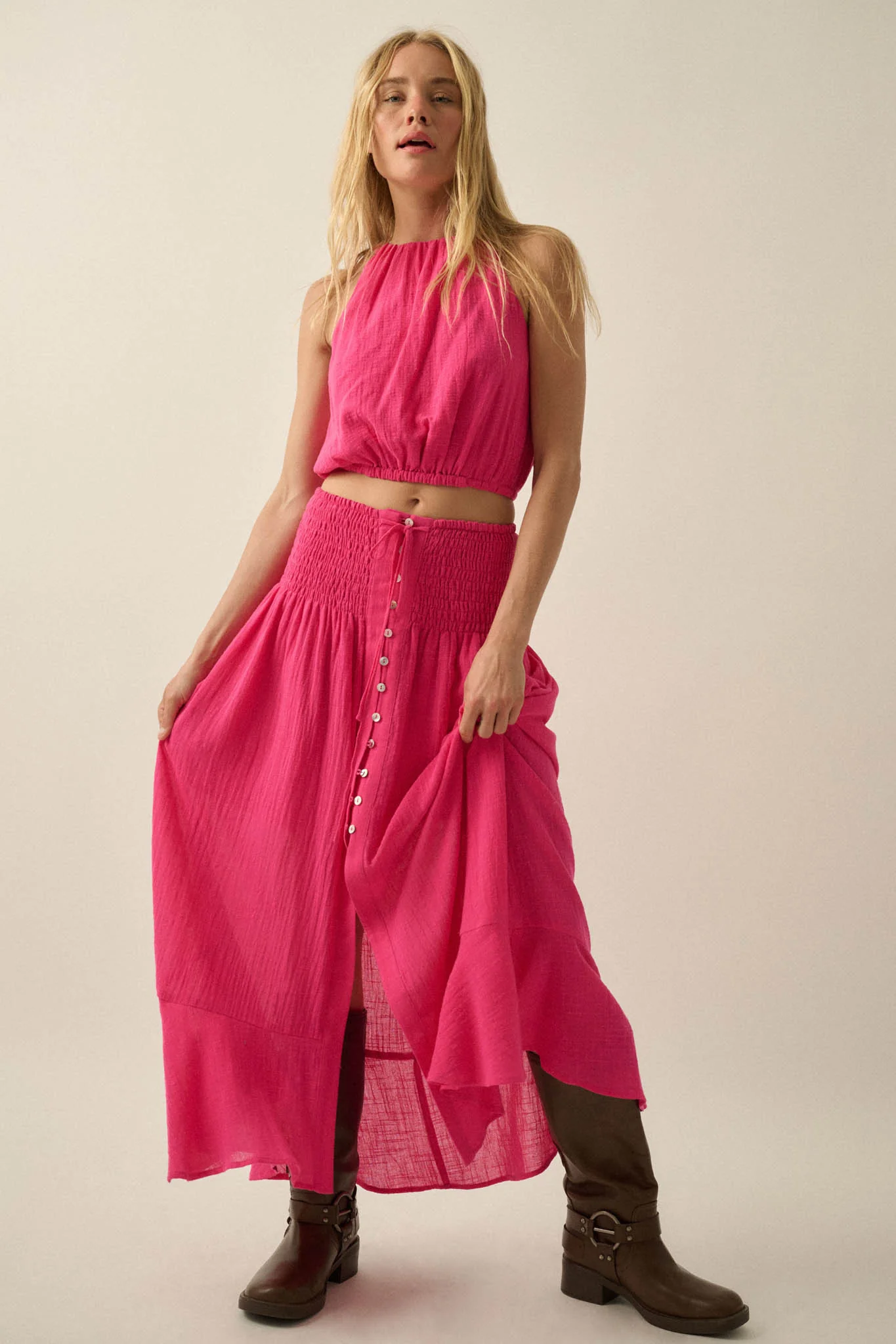 Freedom Song Cotton Gauze Cropped Sleeveless Top - Image 9