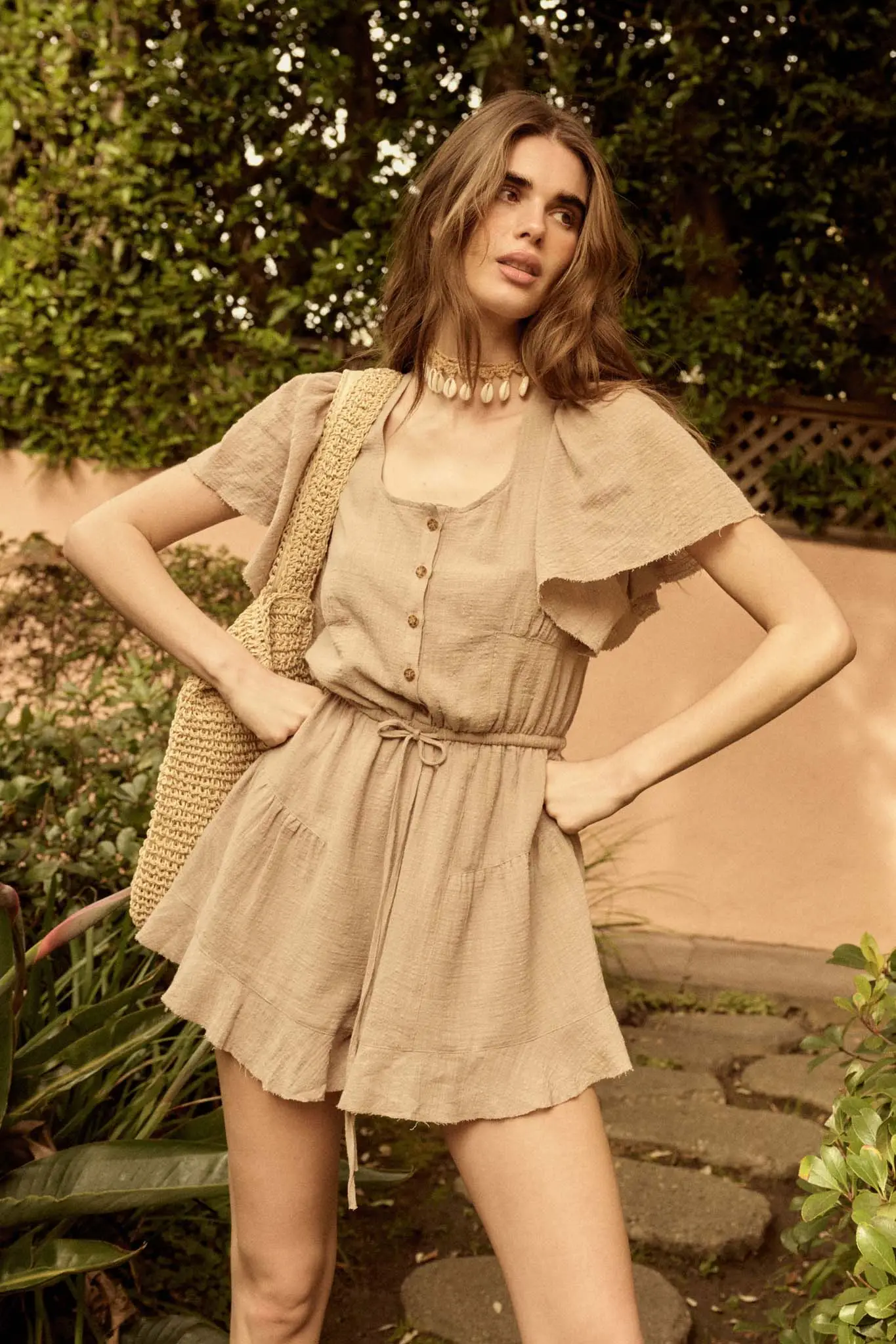 Fresh Air Flutter-Sleeve Drawstring Romper - Image 3