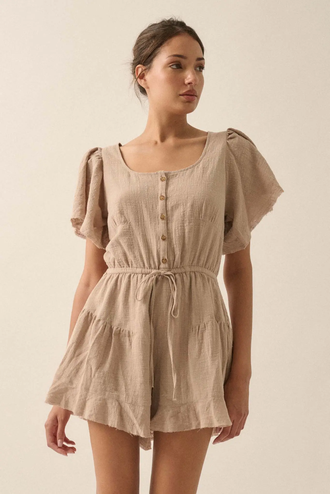 Fresh Air Flutter-Sleeve Drawstring Romper - Image 4