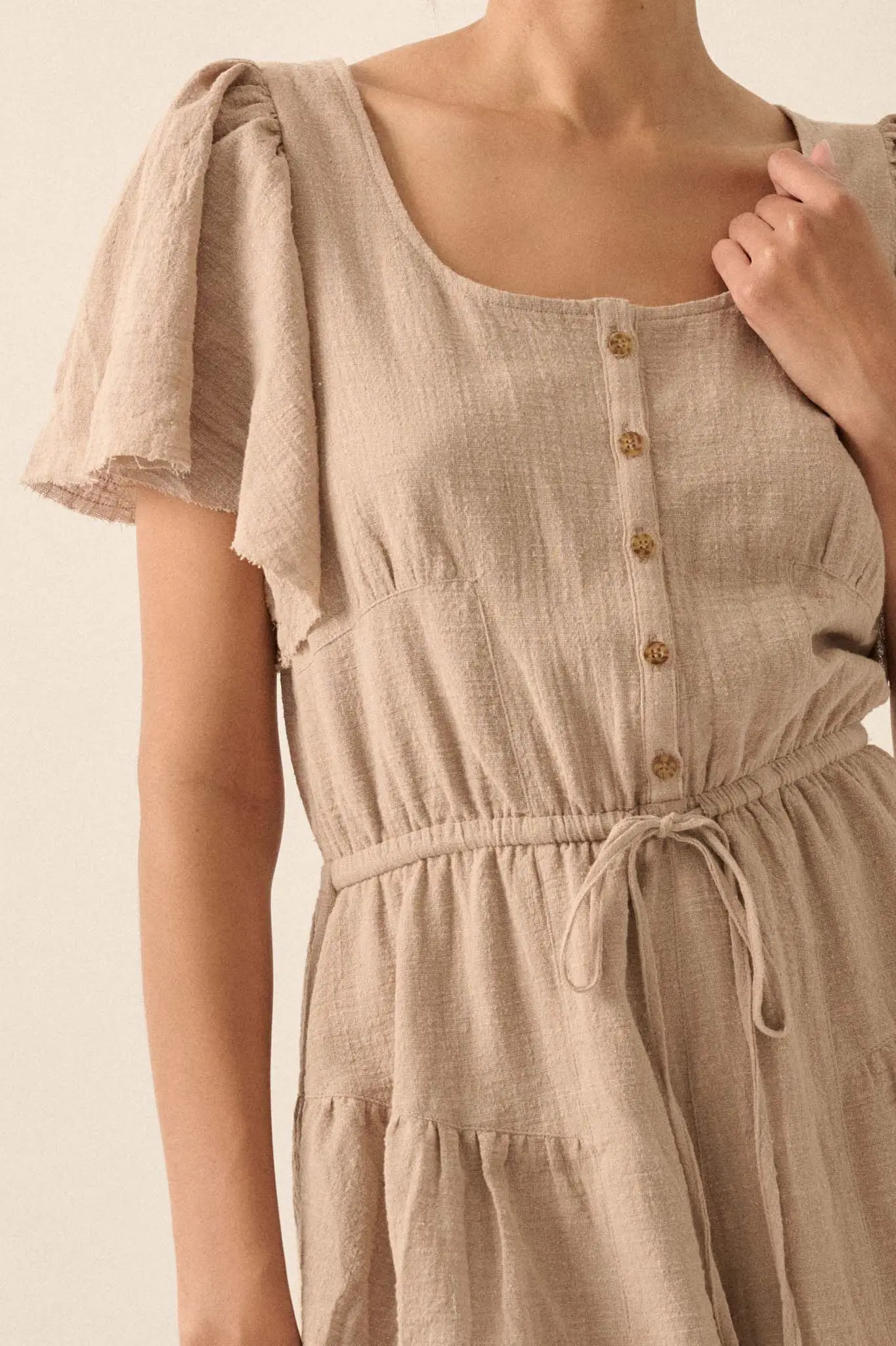 Fresh Air Flutter-Sleeve Drawstring Romper - Image 5