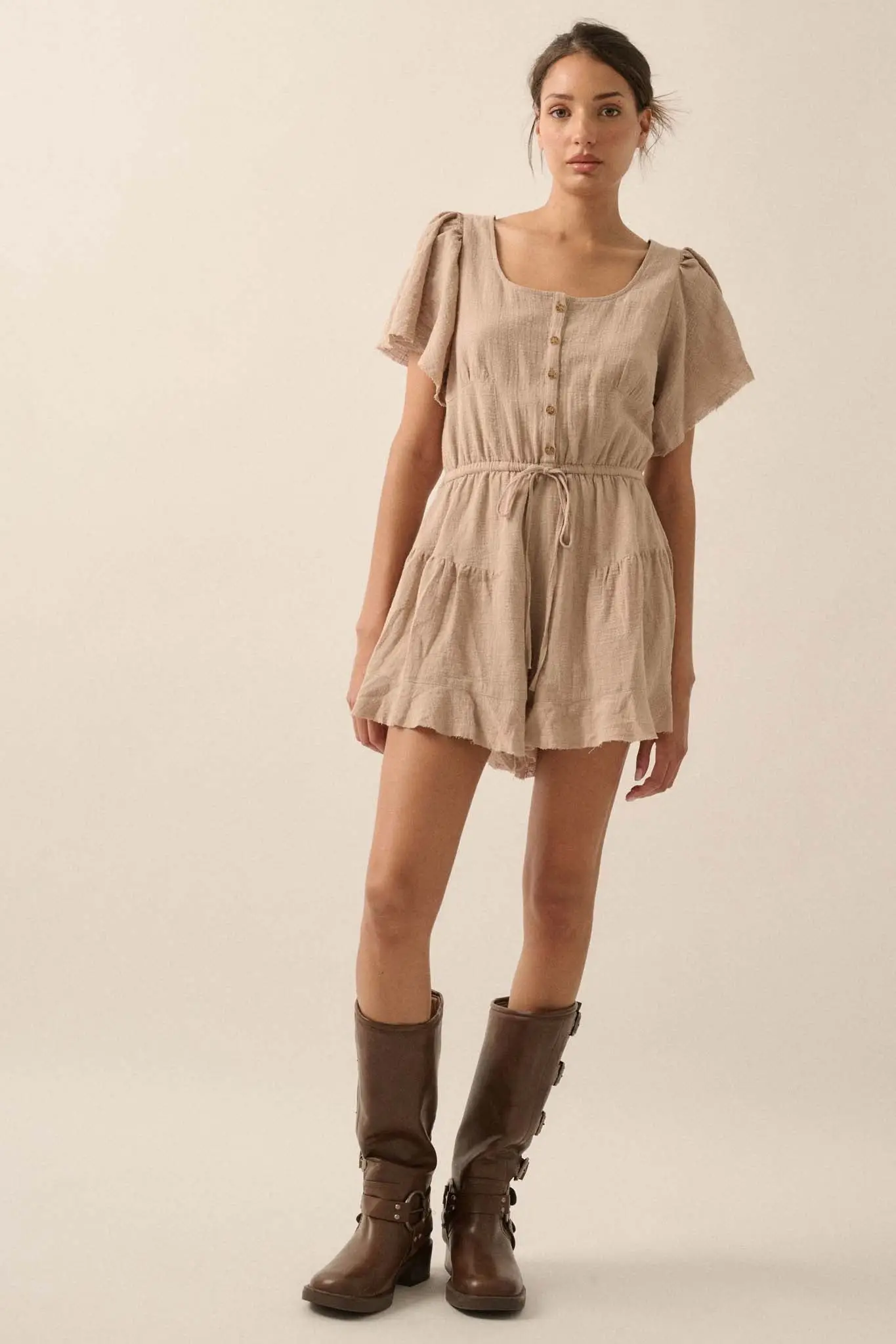 Fresh Air Flutter-Sleeve Drawstring Romper - Image 6