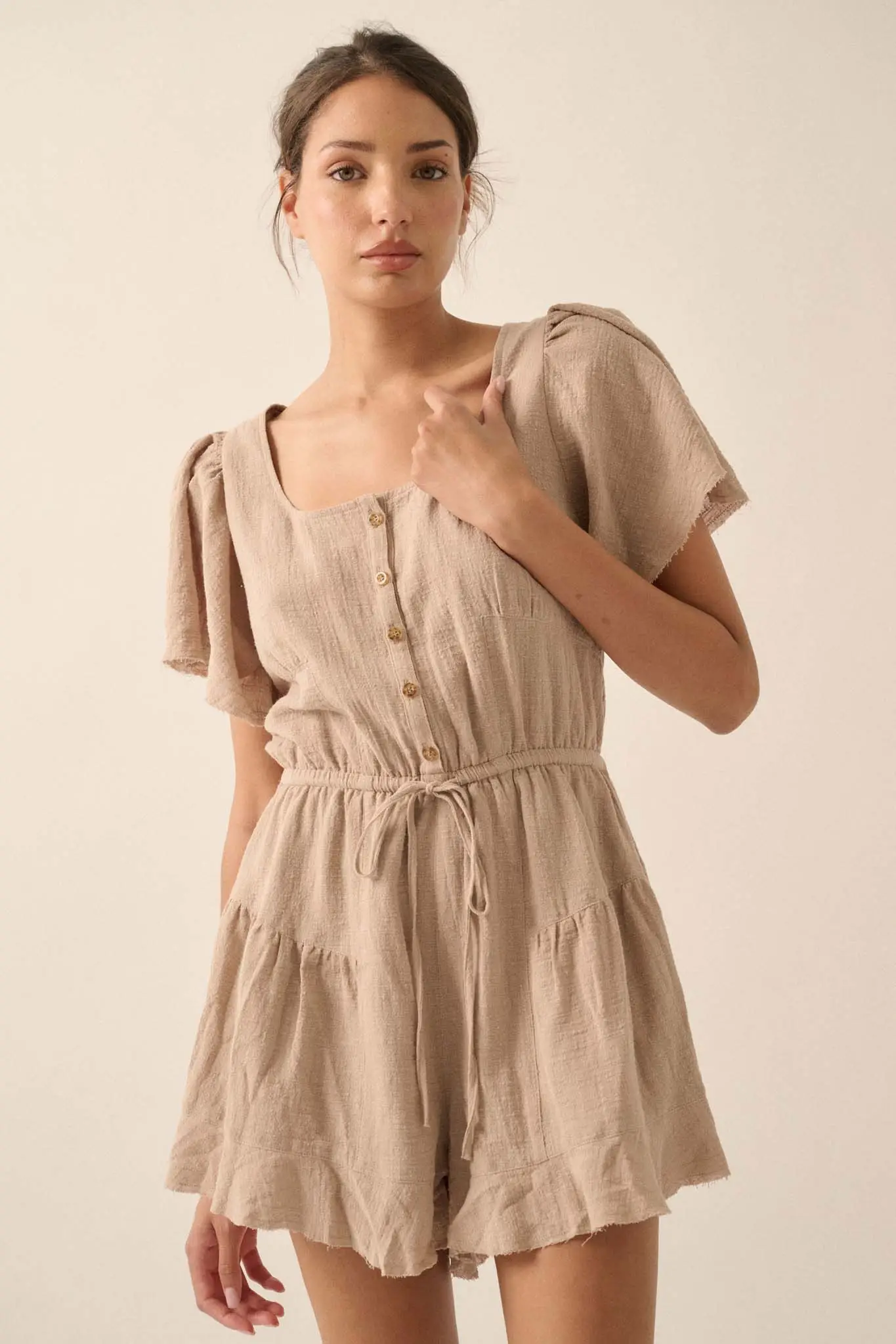 Fresh Air Flutter-Sleeve Drawstring Romper - Image 7
