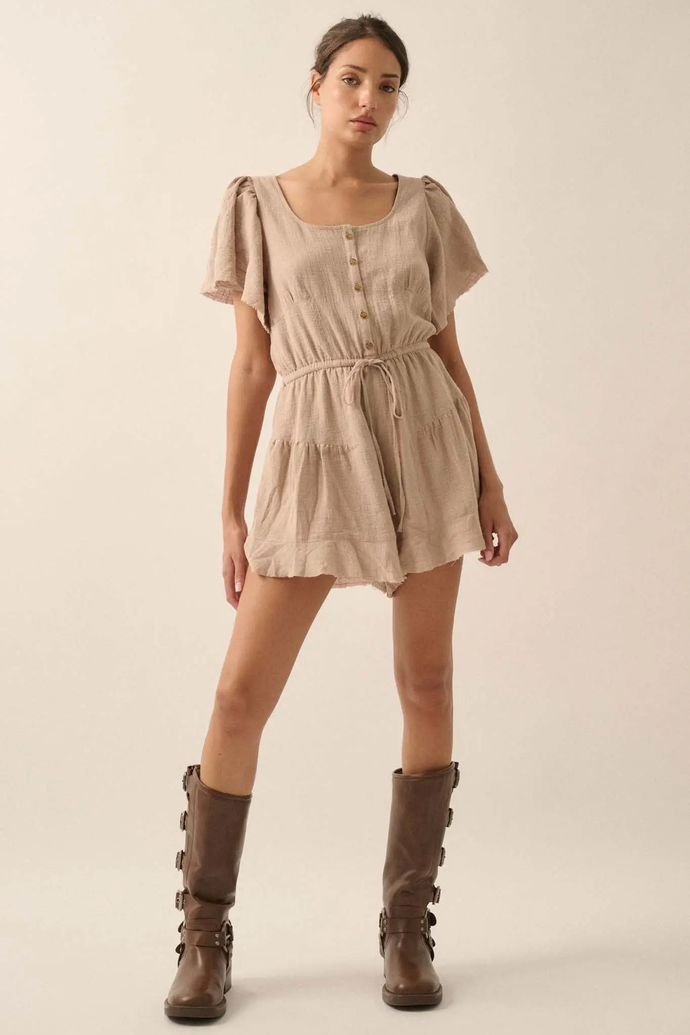 Fresh Air Flutter-Sleeve Drawstring Romper - Image 8