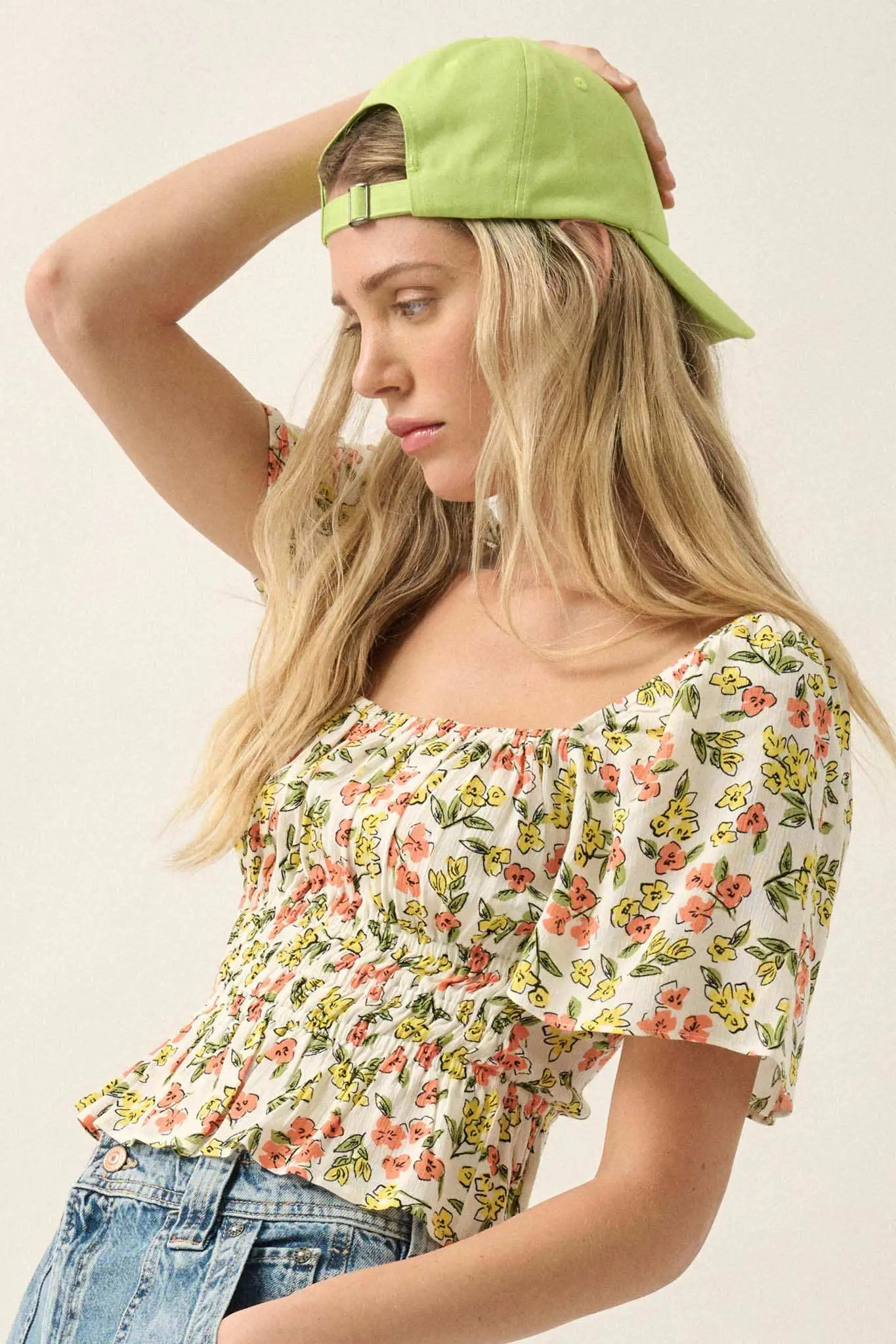 Fresh Blooms Floral Lace-Up Peasant Top - Image 11