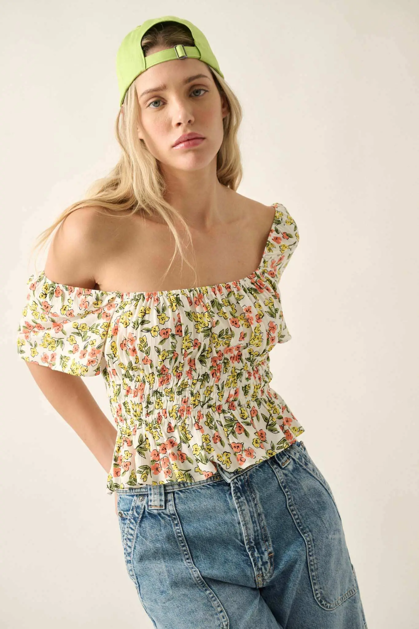 Fresh Blooms Floral Lace-Up Peasant Top - Image 7