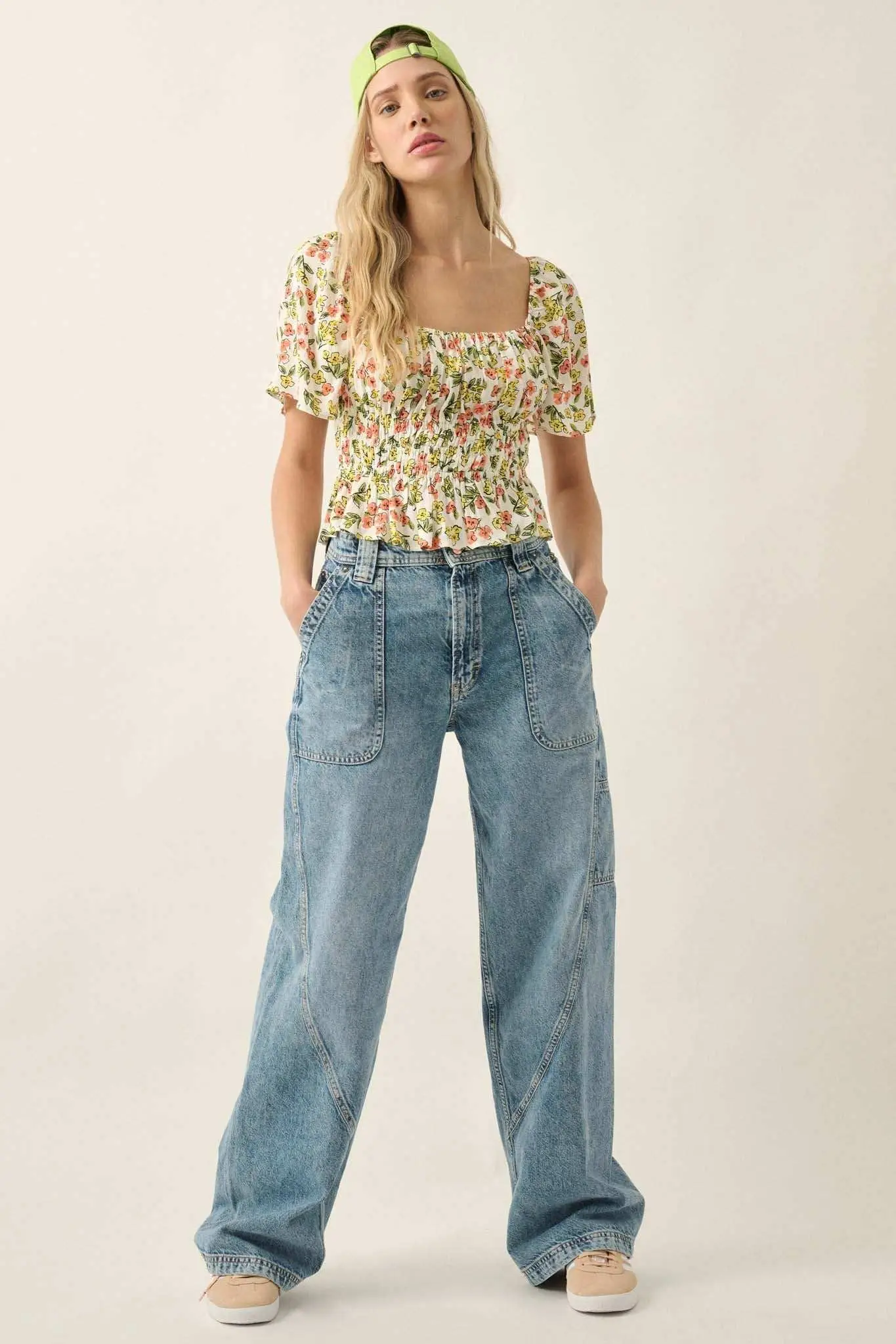 Fresh Blooms Floral Lace-Up Peasant Top - Image 9
