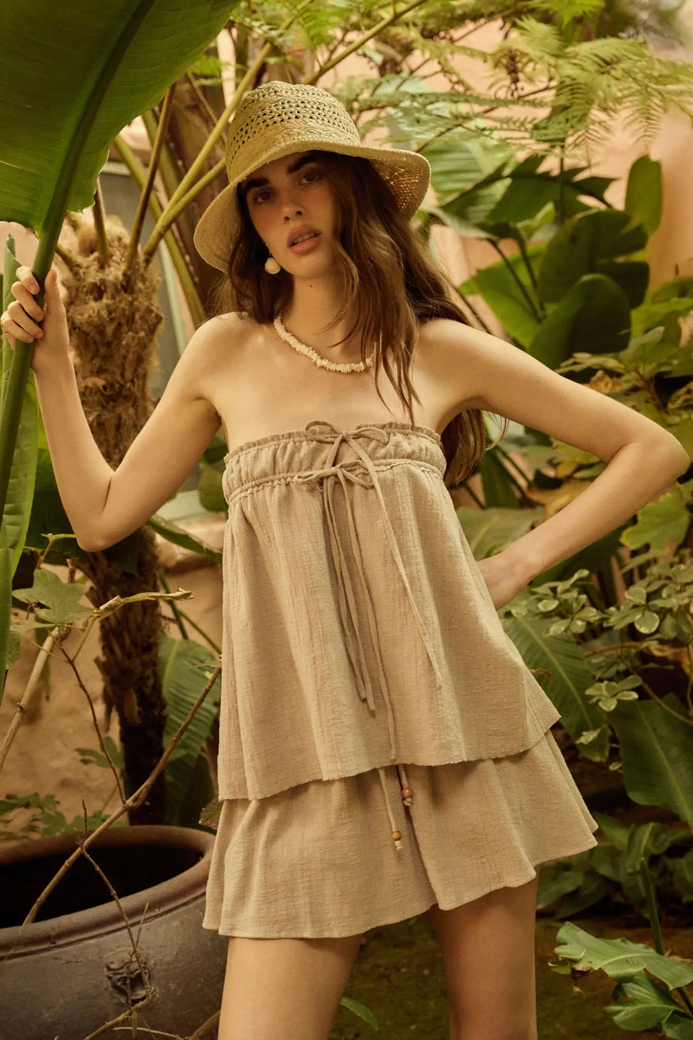 Fresh Breeze Textured Cotton Strapless Tunic Top - Image 3
