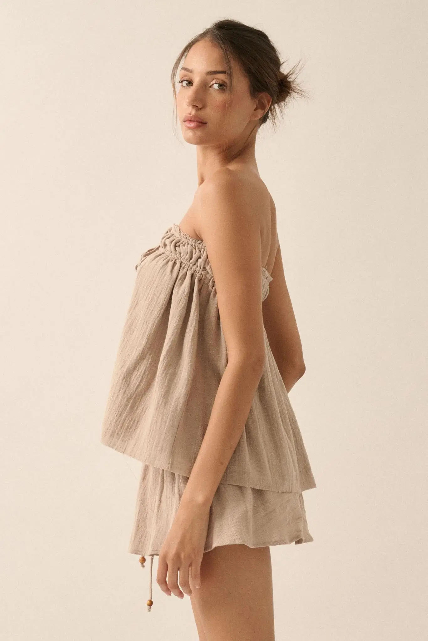 Fresh Breeze Textured Cotton Strapless Tunic Top - Image 8