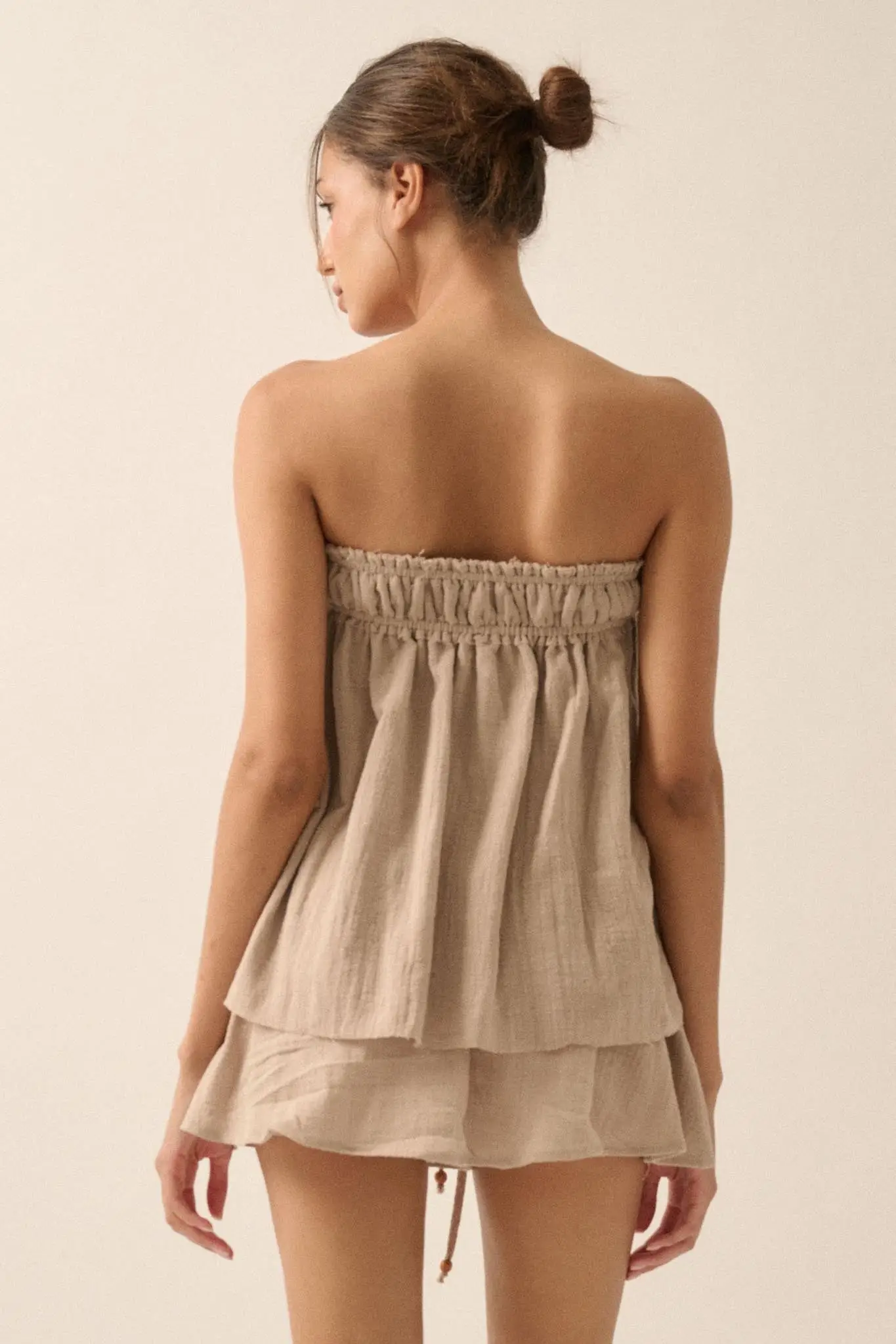 Fresh Breeze Textured Cotton Strapless Tunic Top - Image 9