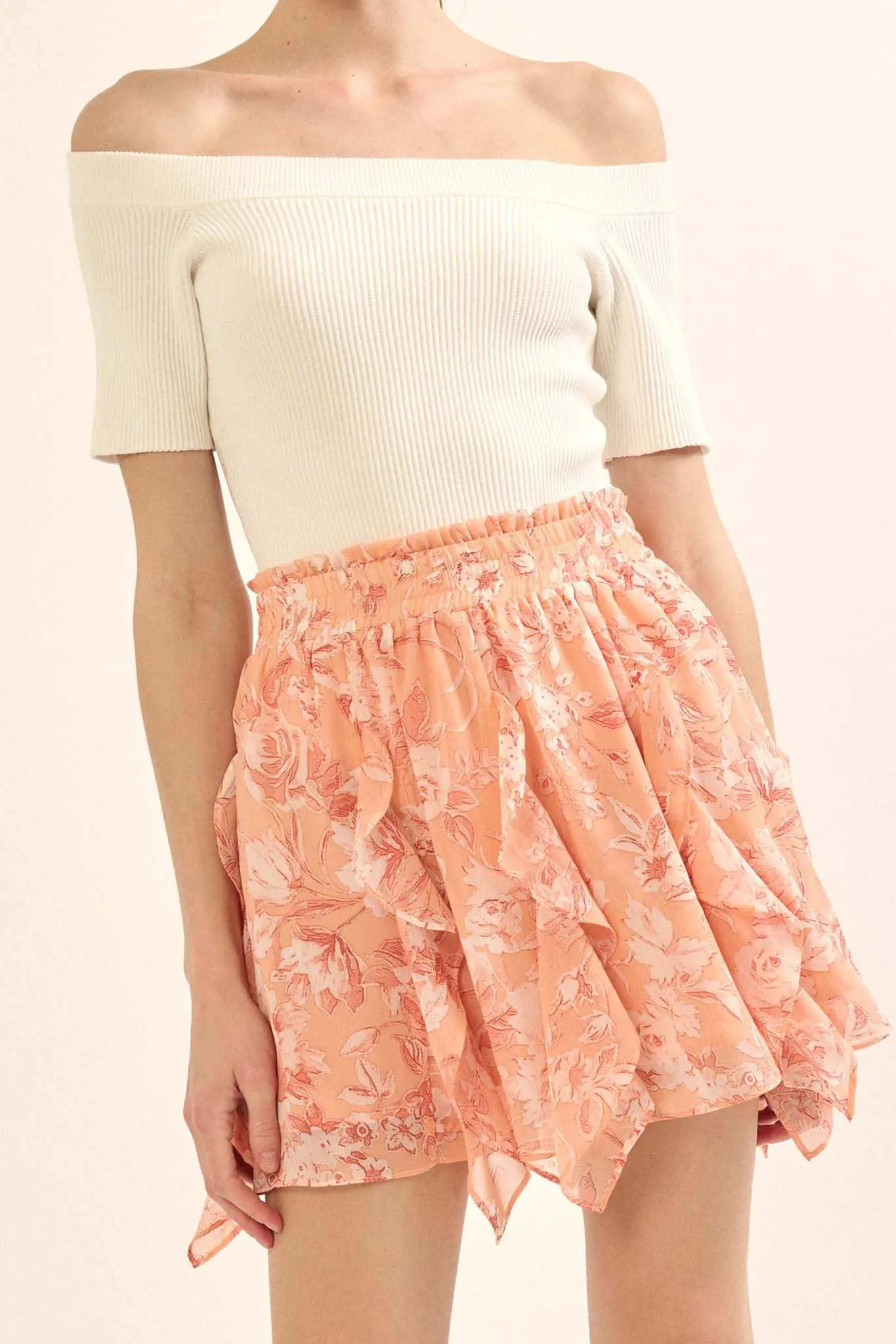 Fresh Fantasy Ruffled Floral Chiffon Mini Skirt - Image 10