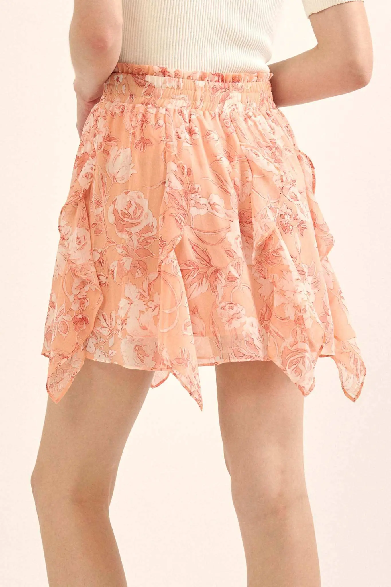 Fresh Fantasy Ruffled Floral Chiffon Mini Skirt - Image 12