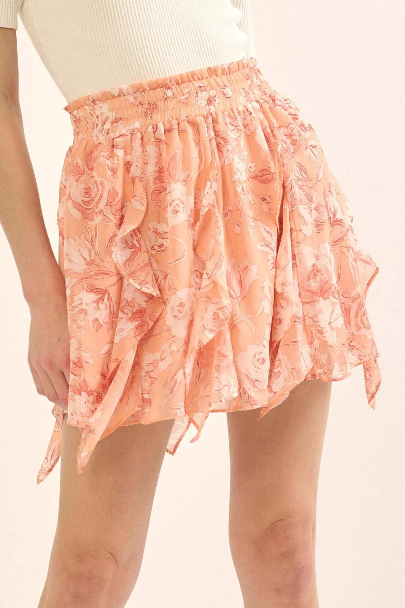 Fresh Fantasy Ruffled Floral Chiffon Mini Skirt - Image 7