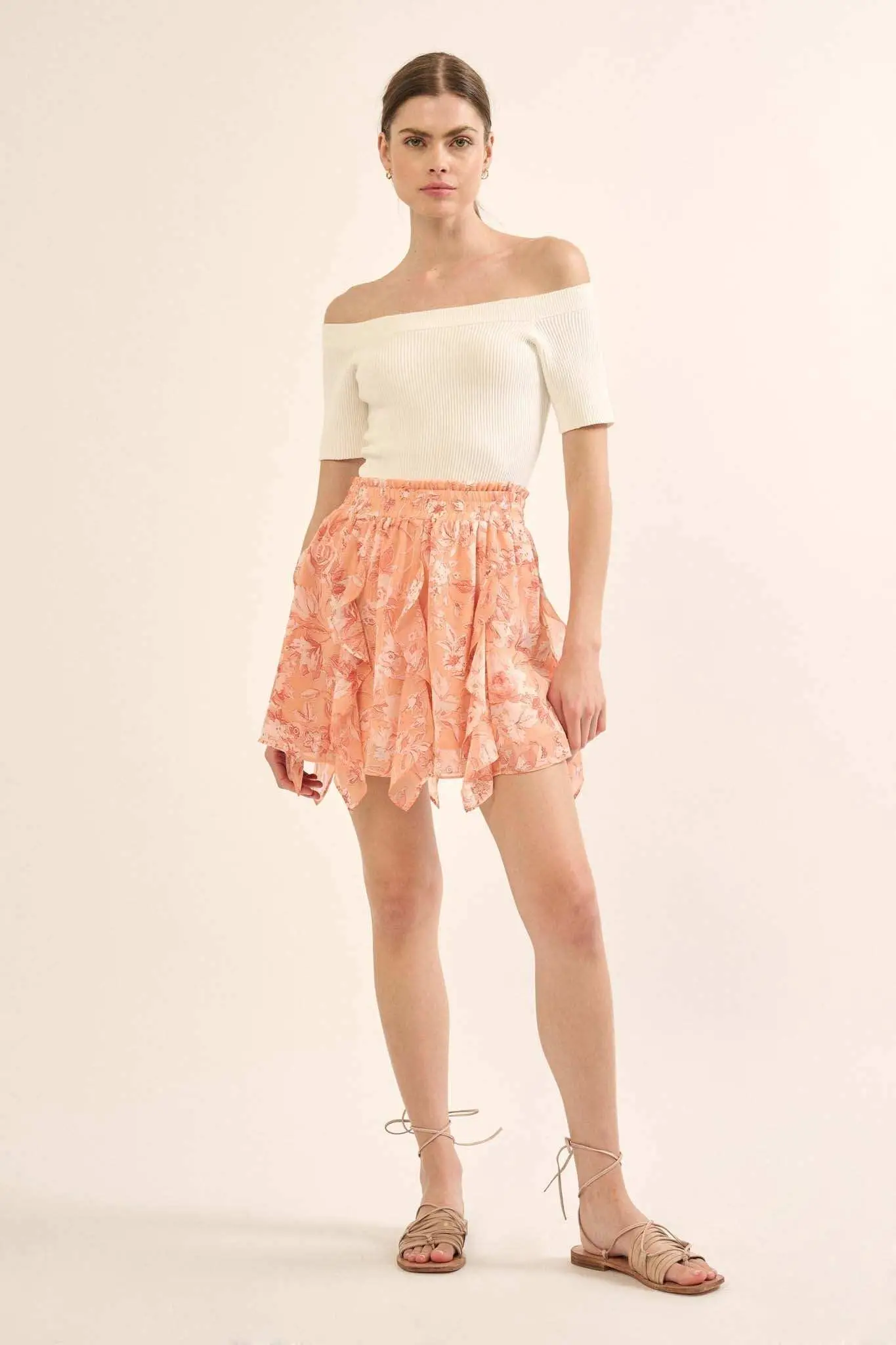 Fresh Fantasy Ruffled Floral Chiffon Mini Skirt - Image 8