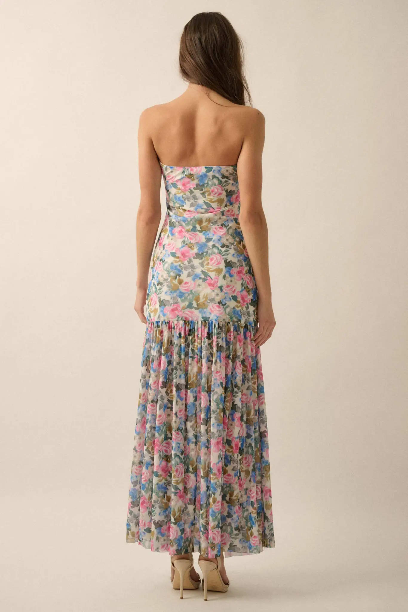 Fresh Petals Strapless Floral Mesh Maxi Dress - Image 6