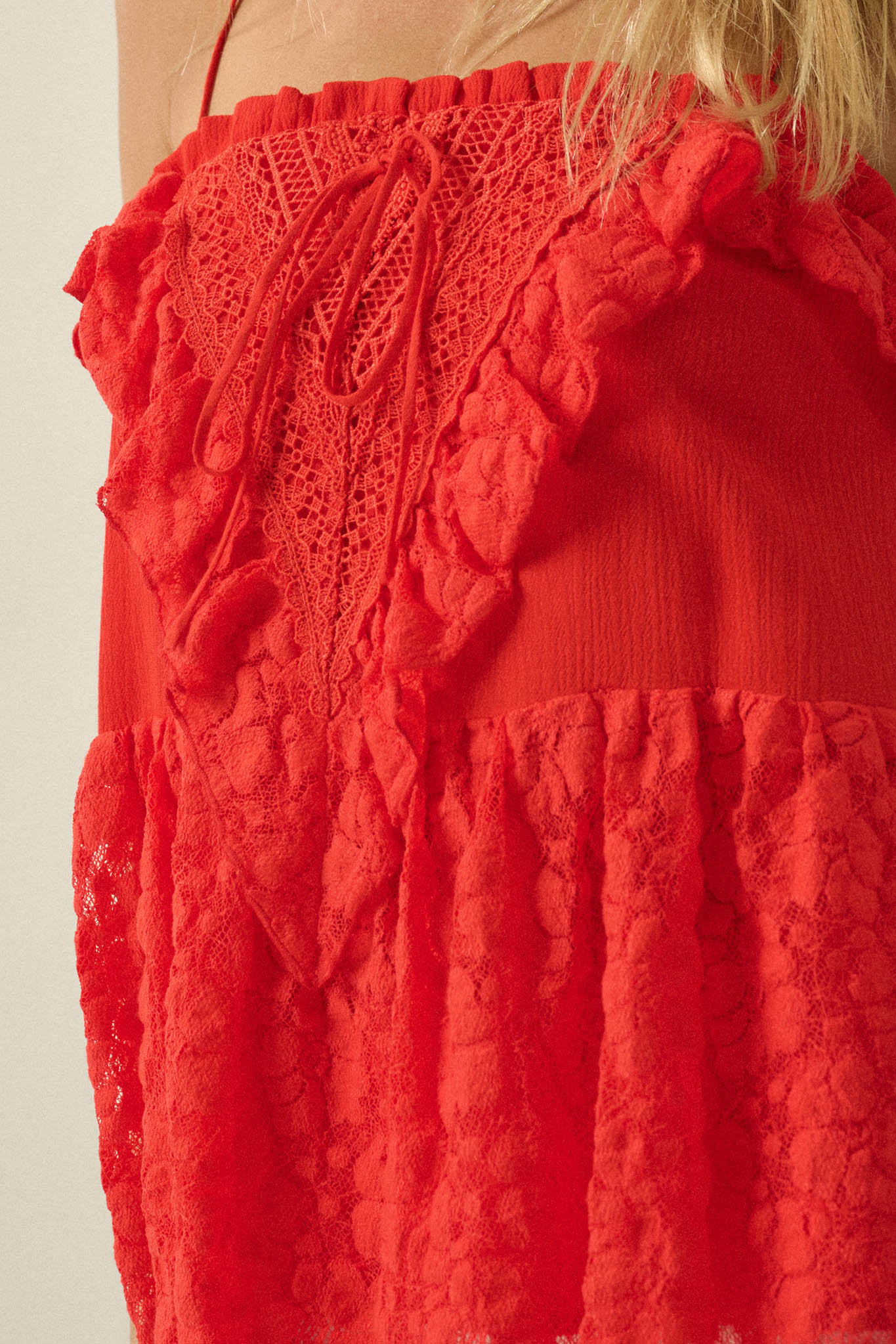 Frill Seeker Ruffled Floral Lace Babydoll Cami Top - Image 11
