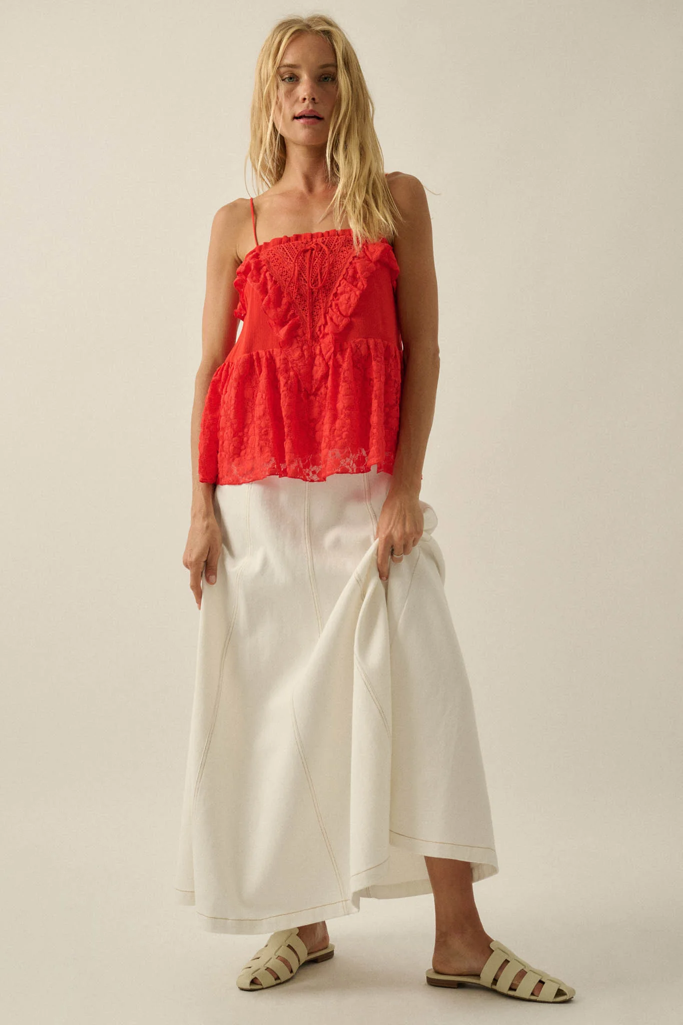 Frill Seeker Ruffled Floral Lace Babydoll Cami Top - Image 12