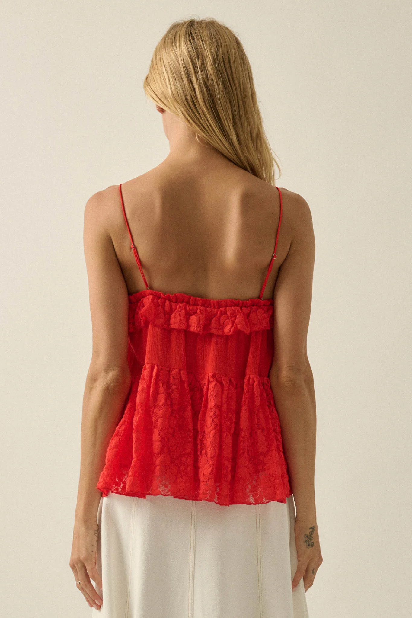 Frill Seeker Ruffled Floral Lace Babydoll Cami Top - Image 15