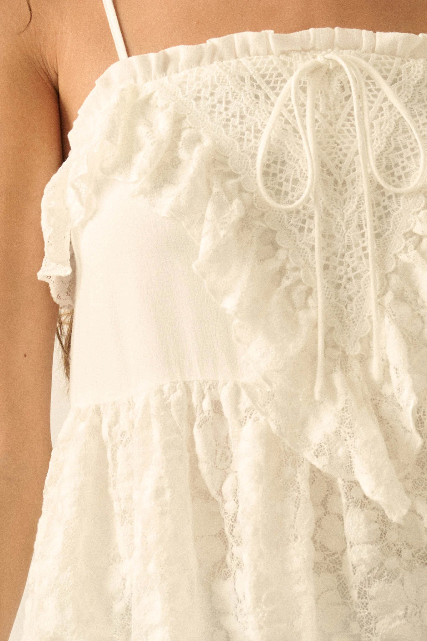 Frill Seeker Ruffled Floral Lace Babydoll Cami Top - Image 5