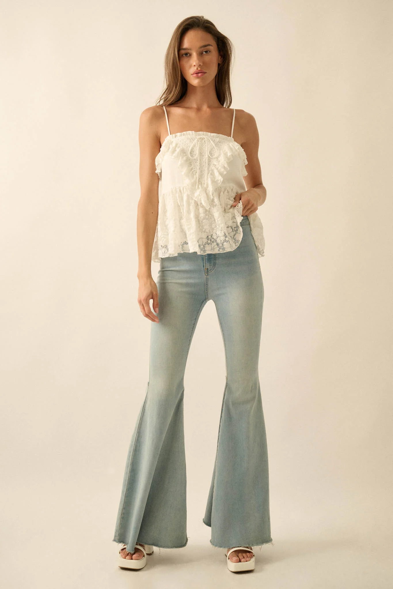 Frill Seeker Ruffled Floral Lace Babydoll Cami Top - Image 6