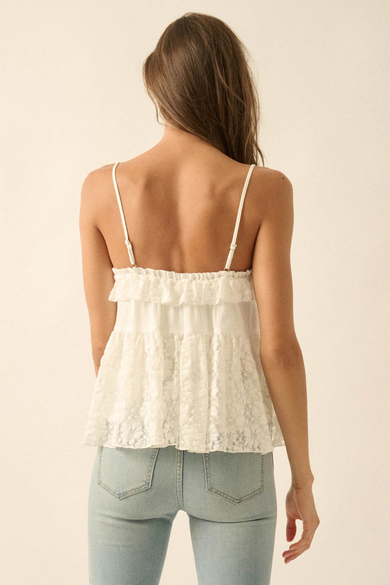 Frill Seeker Ruffled Floral Lace Babydoll Cami Top - Image 9