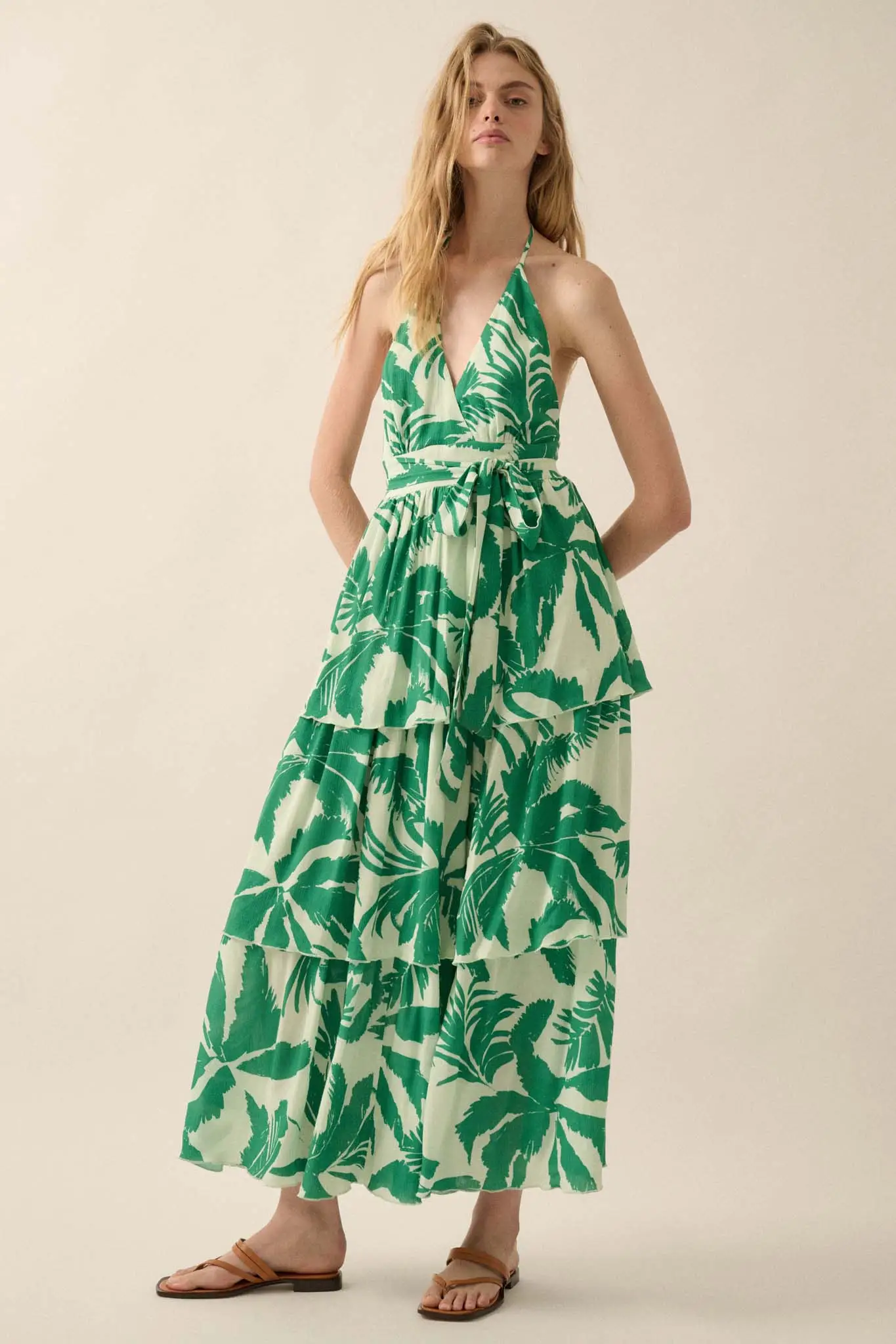 Frond of You Tropical Surplice Halter Maxi Dress - Image 10