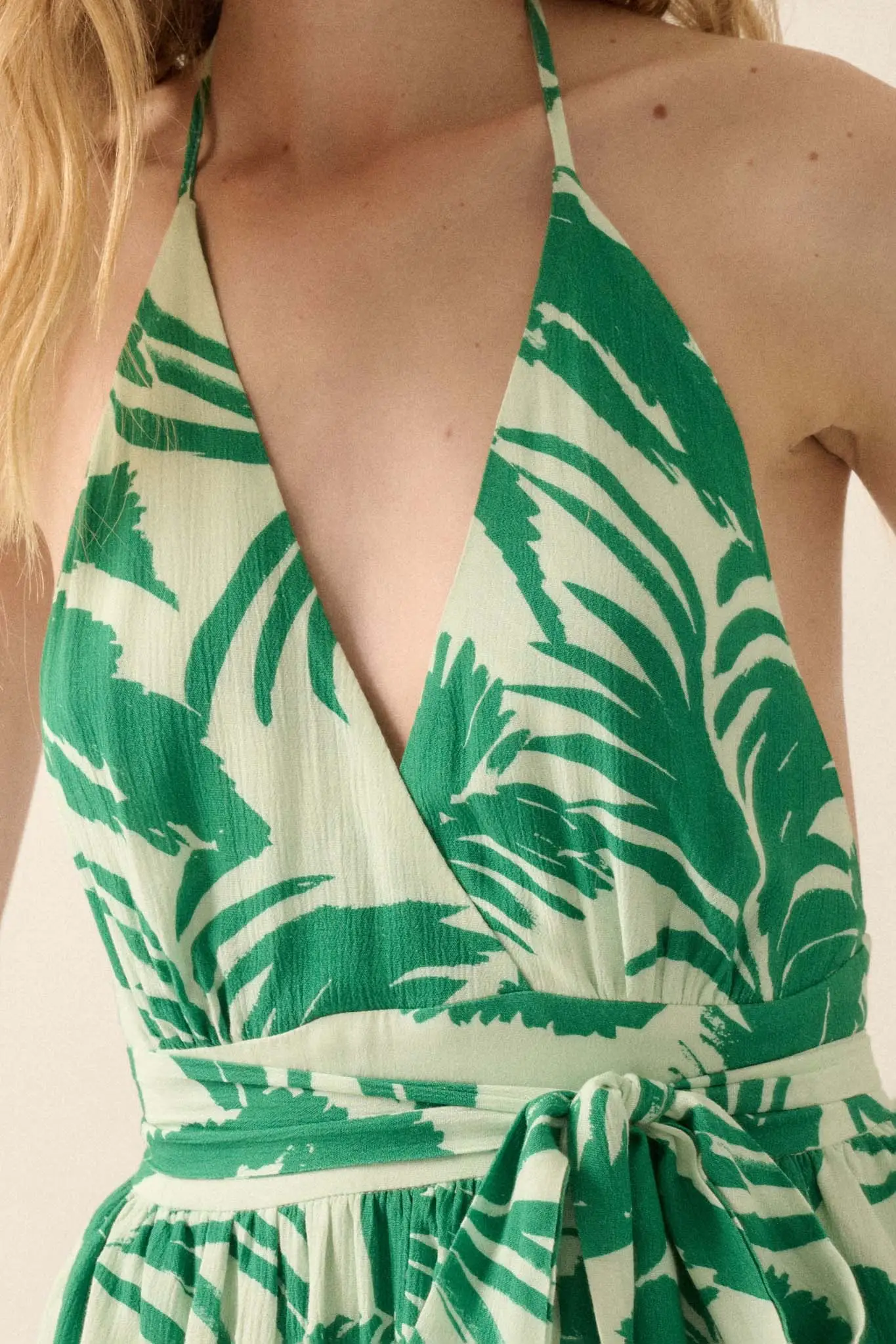 Frond of You Tropical Surplice Halter Maxi Dress - Image 11