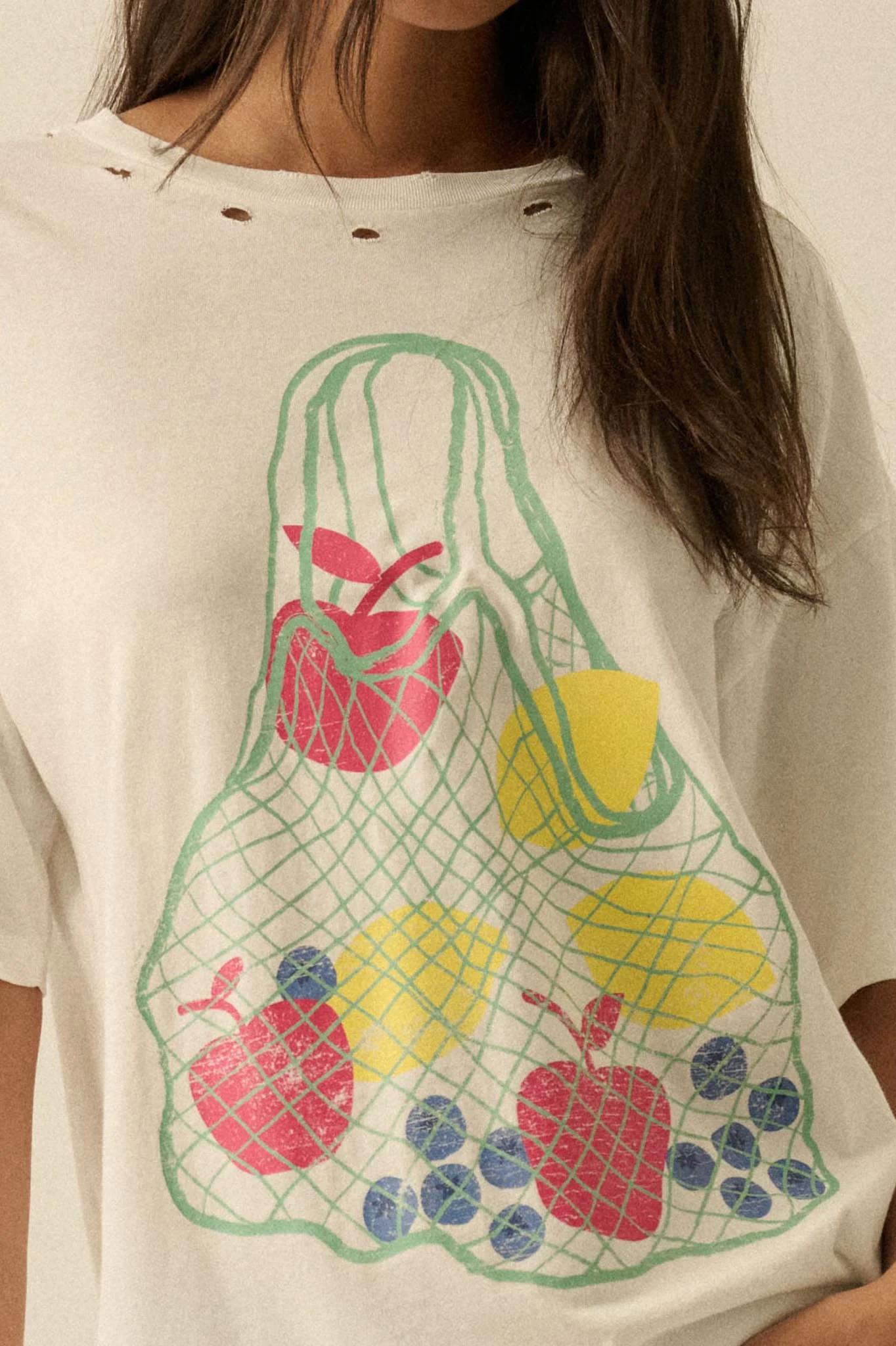 Fruit Stand Distressed Oversize Graphic Tee - Image 2