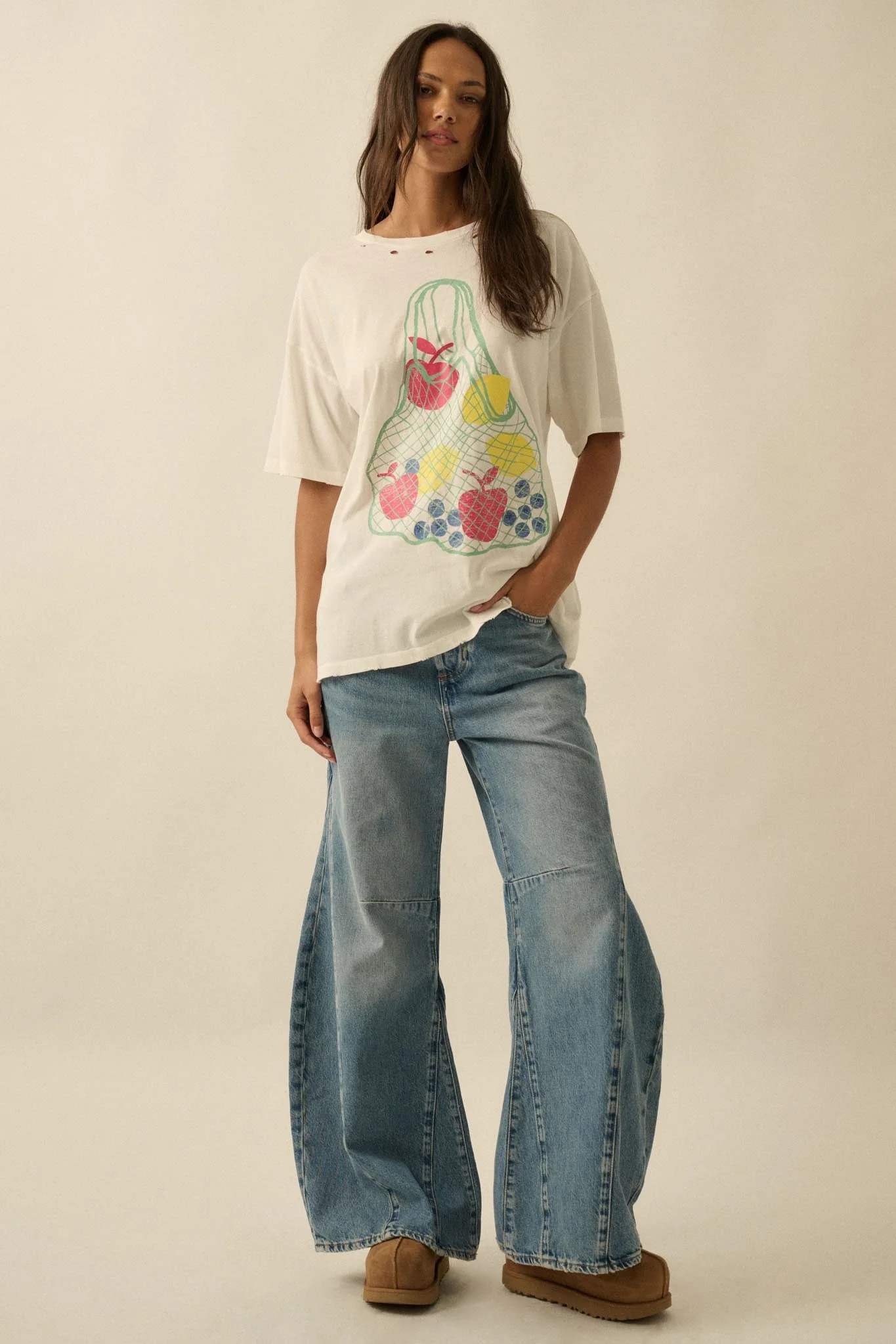 Fruit Stand Distressed Oversize Graphic Tee - Image 3