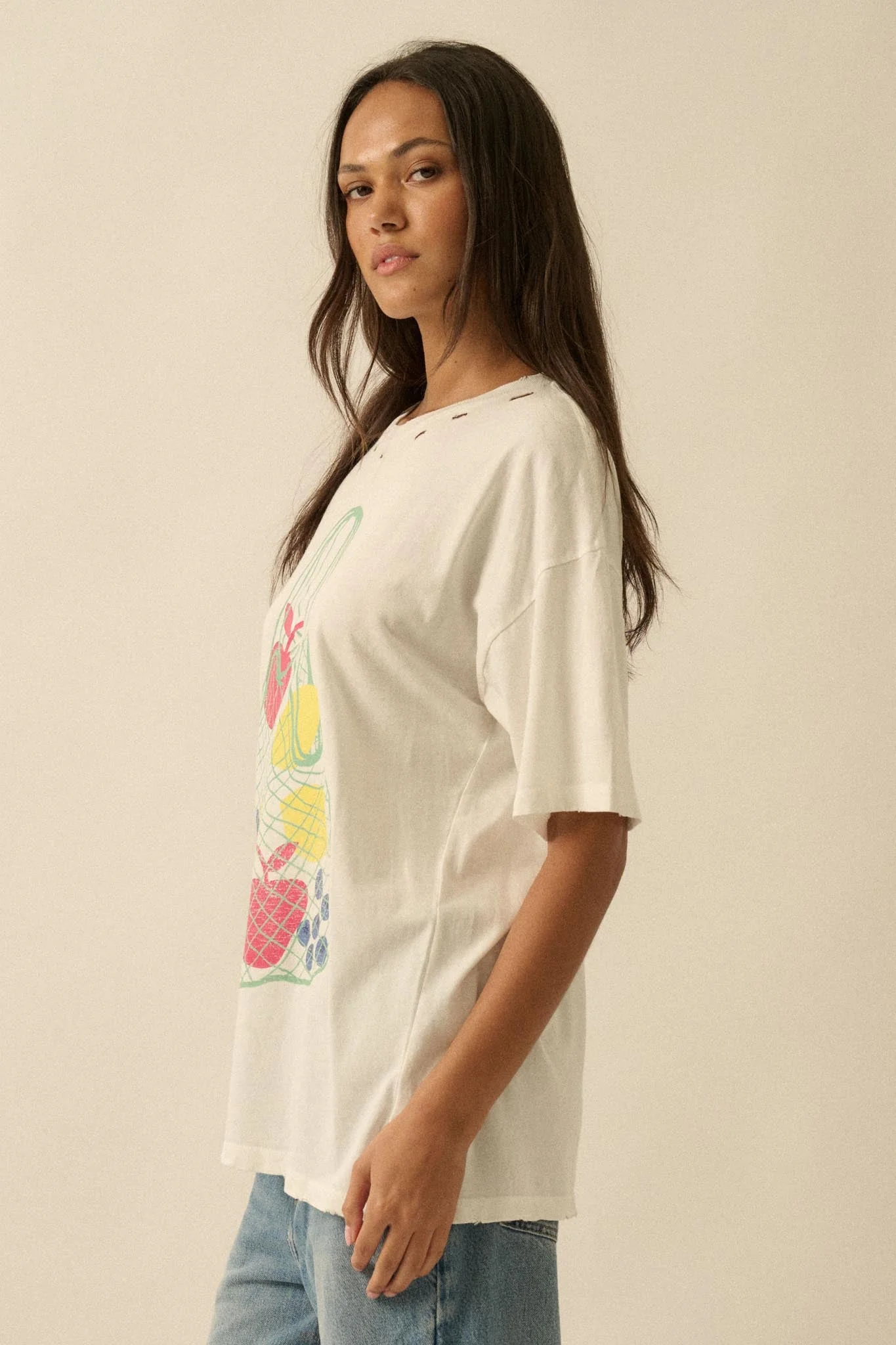 Fruit Stand Distressed Oversize Graphic Tee - Image 5