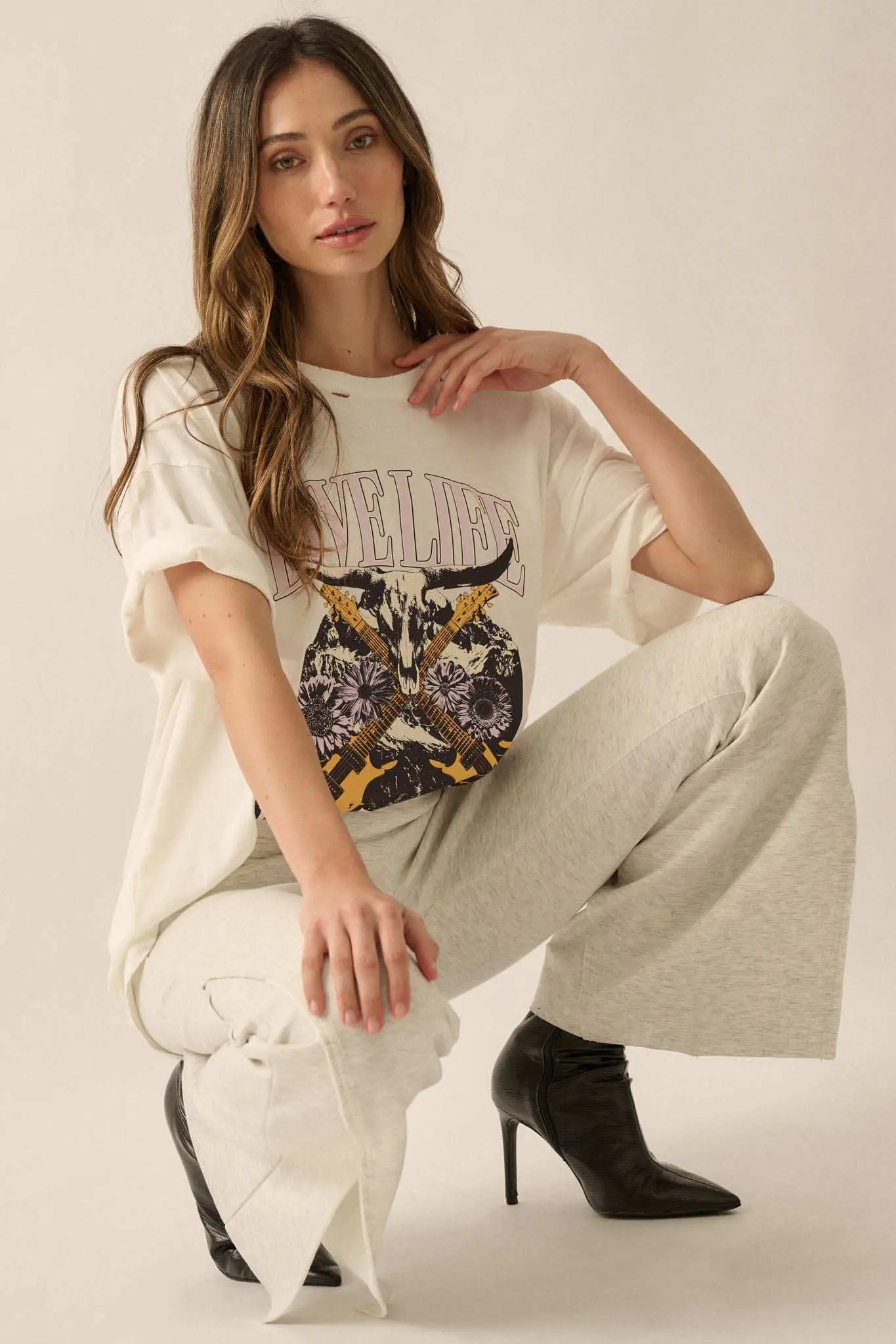Full Harmony Distressed Rock & Roll Graphic Tee - Image 3
