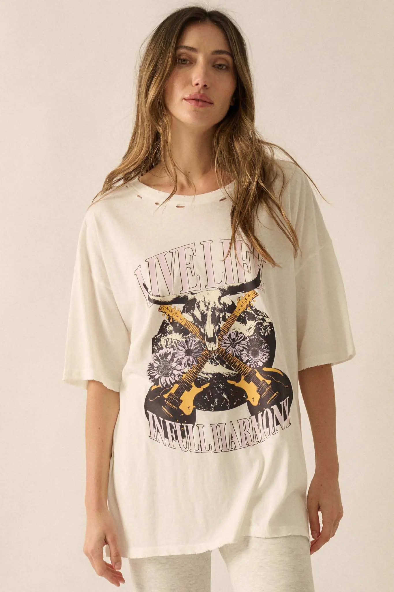 Full Harmony Distressed Rock & Roll Graphic Tee - Image 4