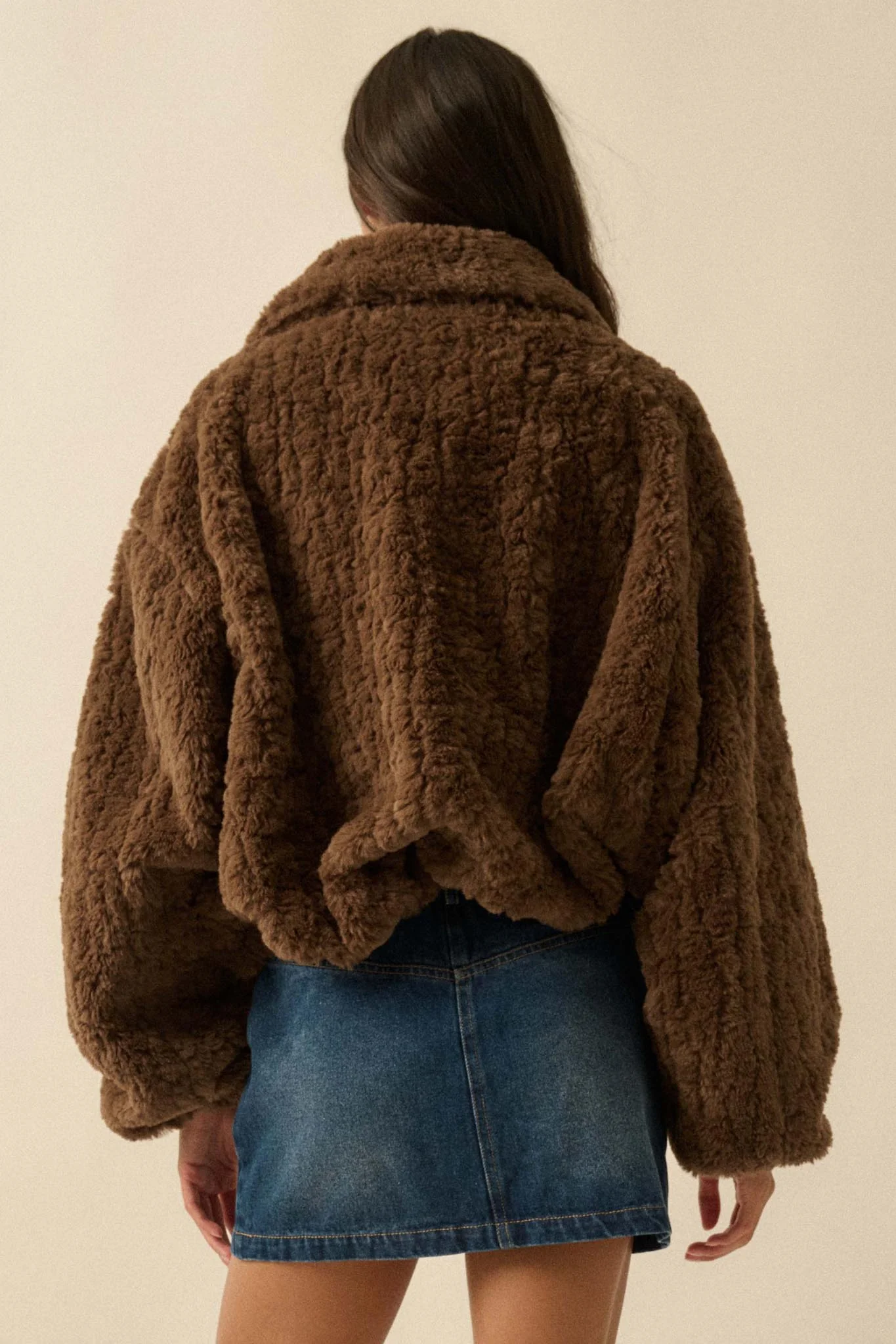 Fur Sure Faux Fur Collared Zip-Up Teddy Jacket - Image 6