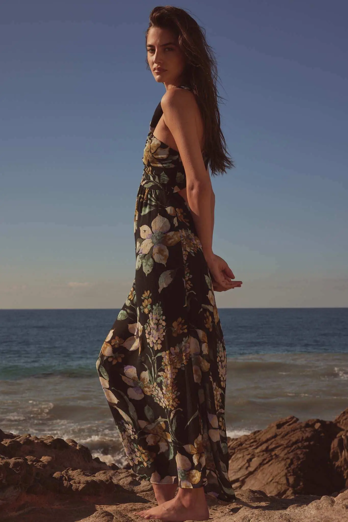 Garden Goddess Floral Chiffon Twist-Back Maxi Dress - Image 2