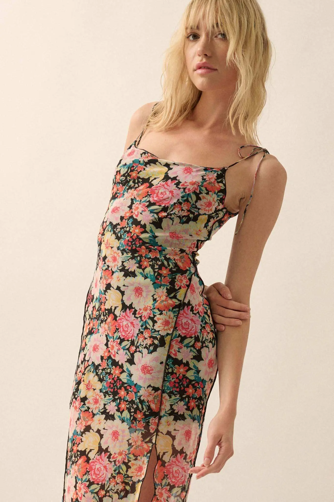Garden Grown Floral-Print Mesh Midi Slip Dress - Image 12
