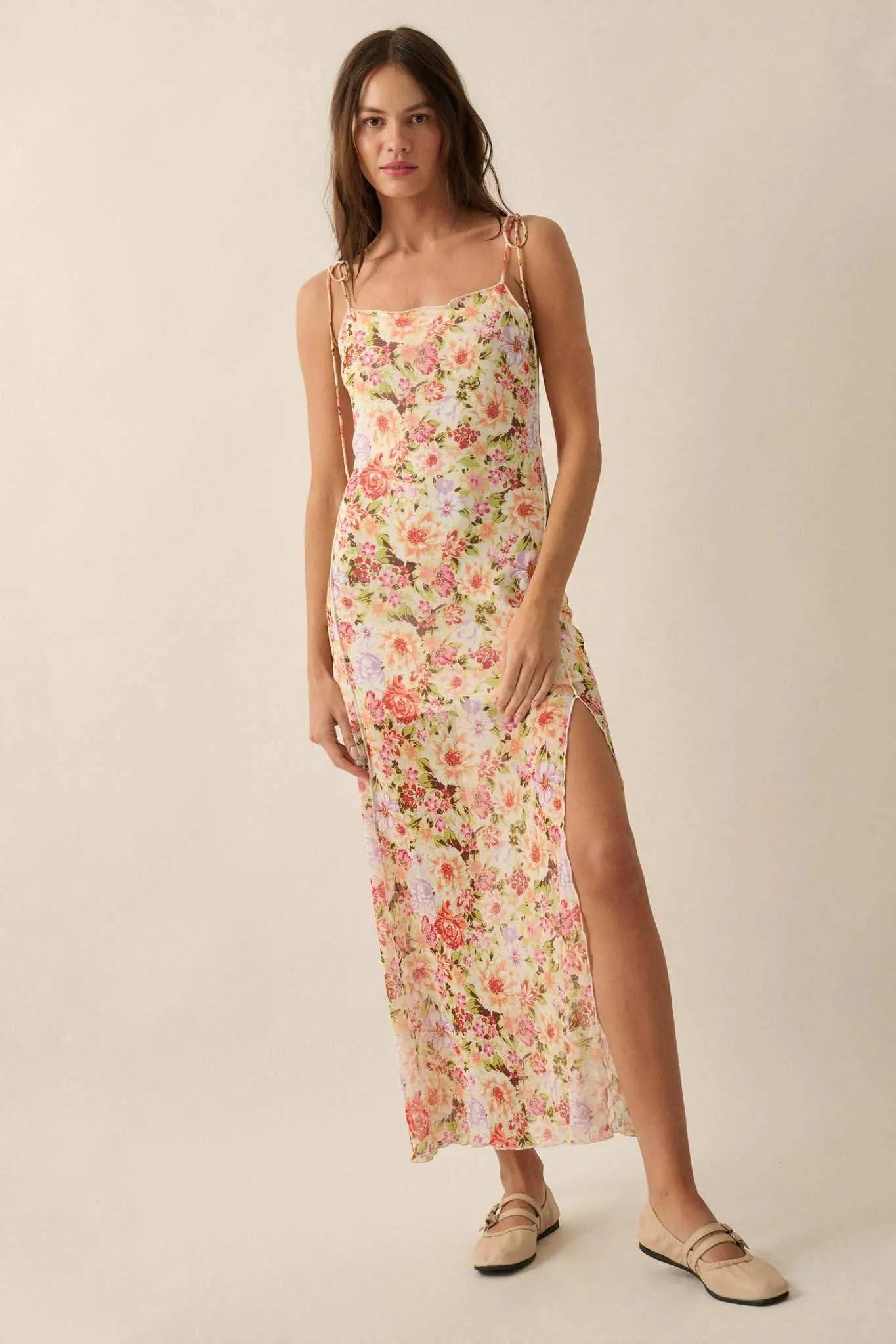 Garden Grown Floral-Print Mesh Midi Slip Dress - Image 3
