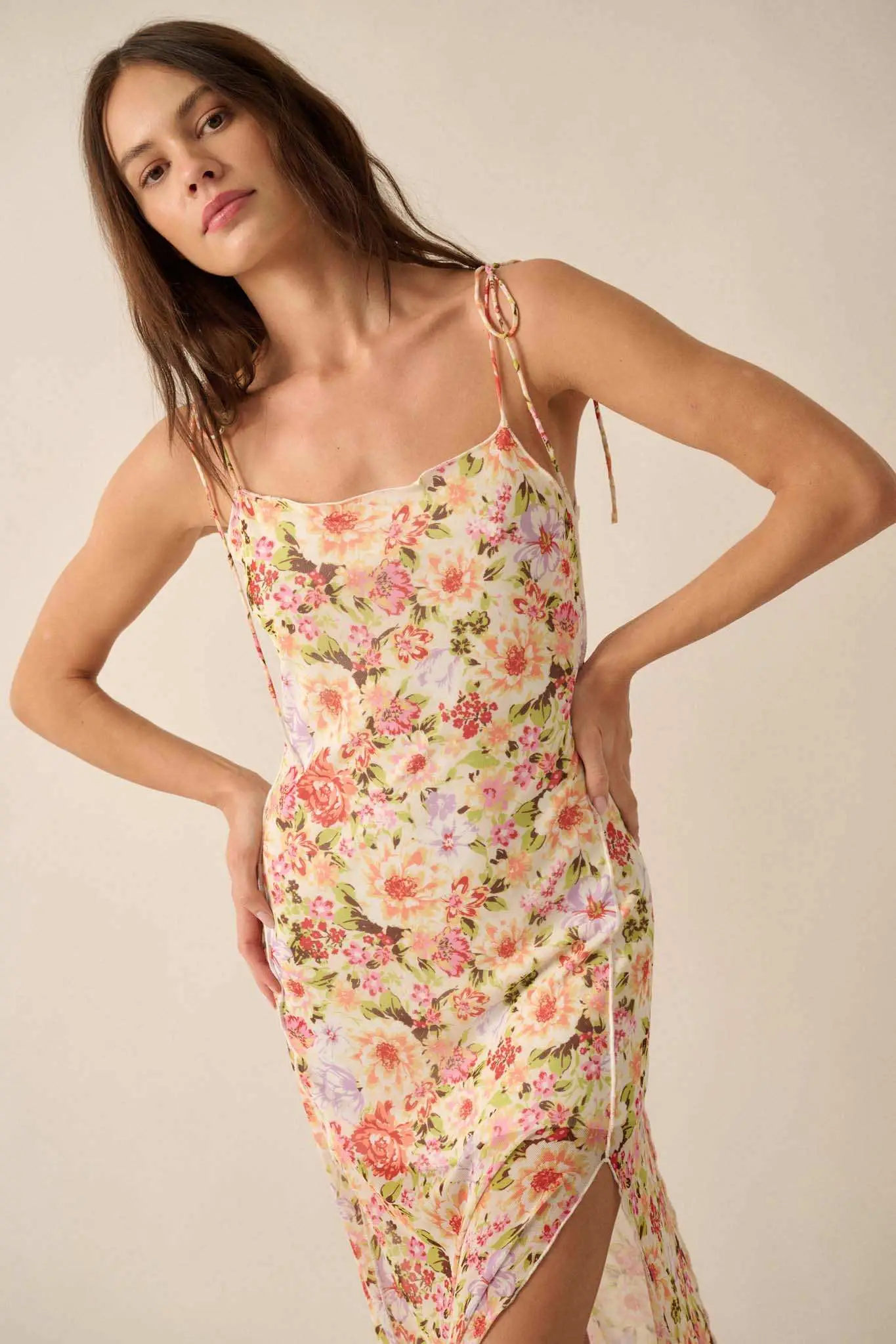 Garden Grown Floral-Print Mesh Midi Slip Dress - Image 4