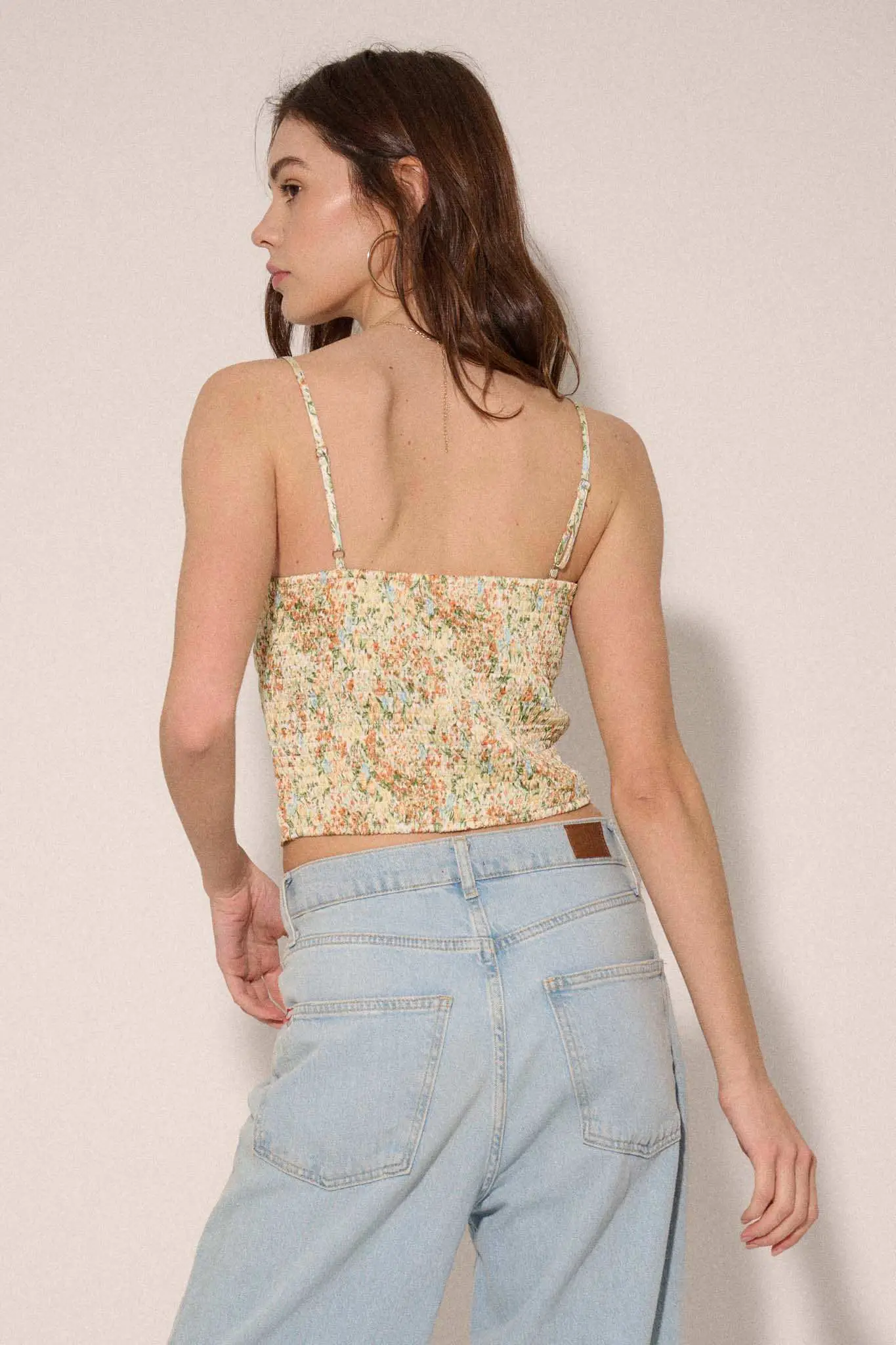 Garden of Love Floral Crepe Button-Front Cami Top - Image 12