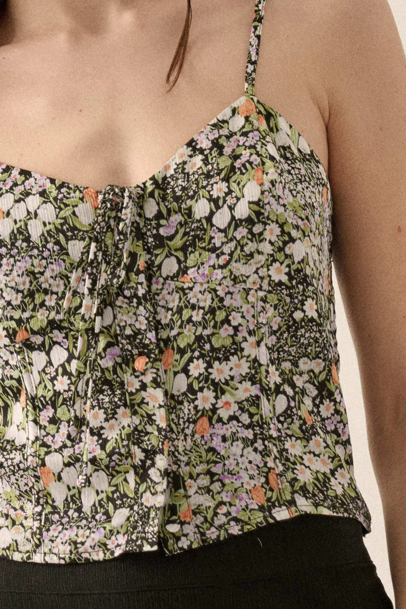 Garden of Love Floral Crepe Button-Front Cami Top - Image 4