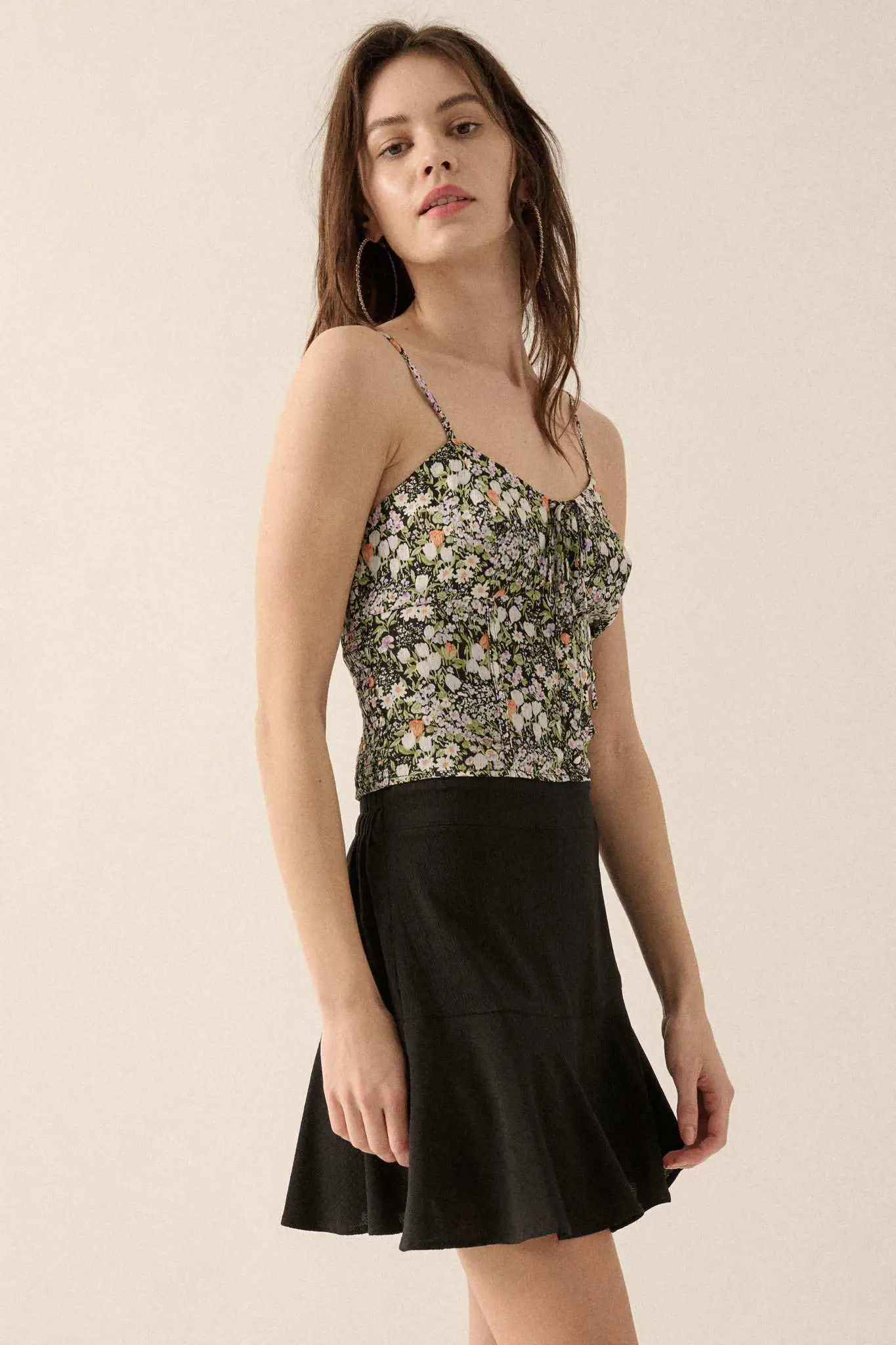 Garden of Love Floral Crepe Button-Front Cami Top - Image 6