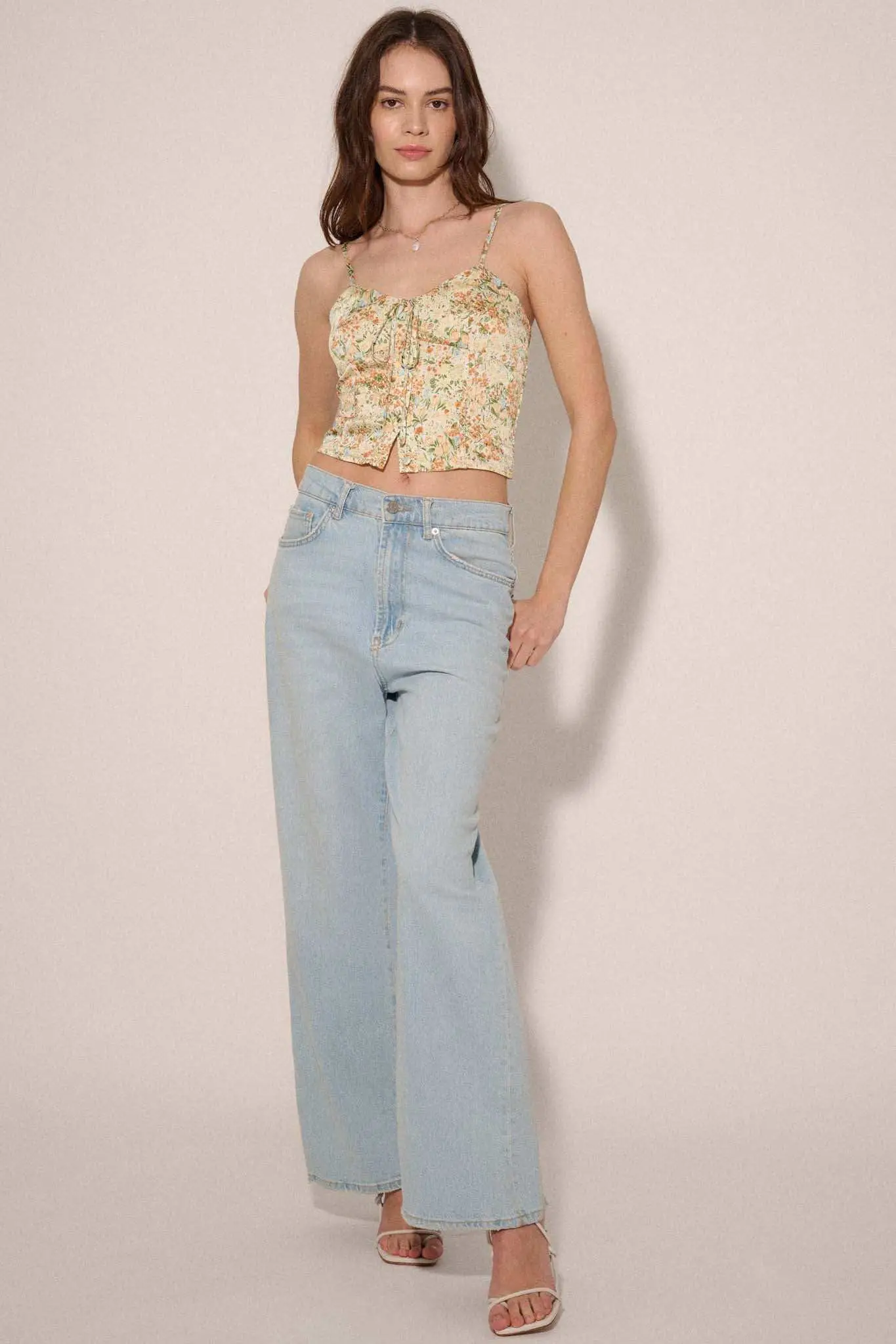 Garden of Love Floral Crepe Button-Front Cami Top - Image 9