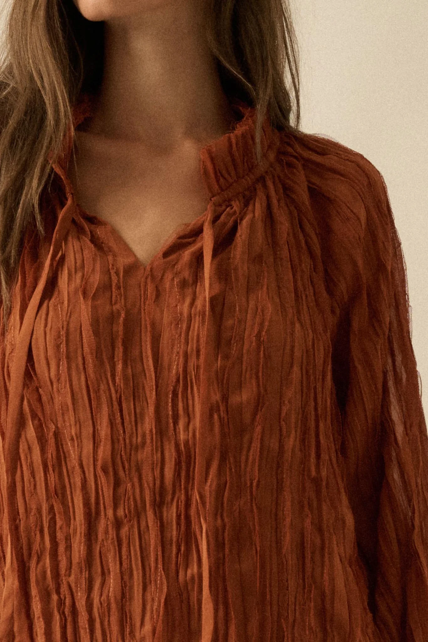 Gentle Whisper Raw-Edge Chiffon Ruffled Mini Dress - Image 11