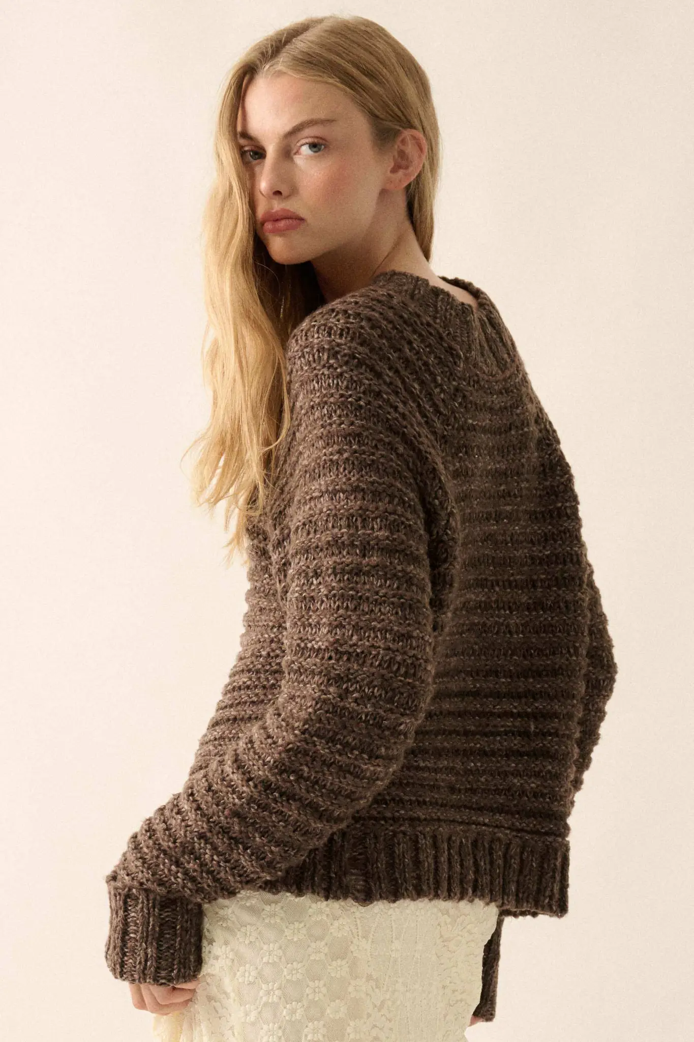Get Comfy Chunky Horizontal Rib-Knit Sweater - Image 2