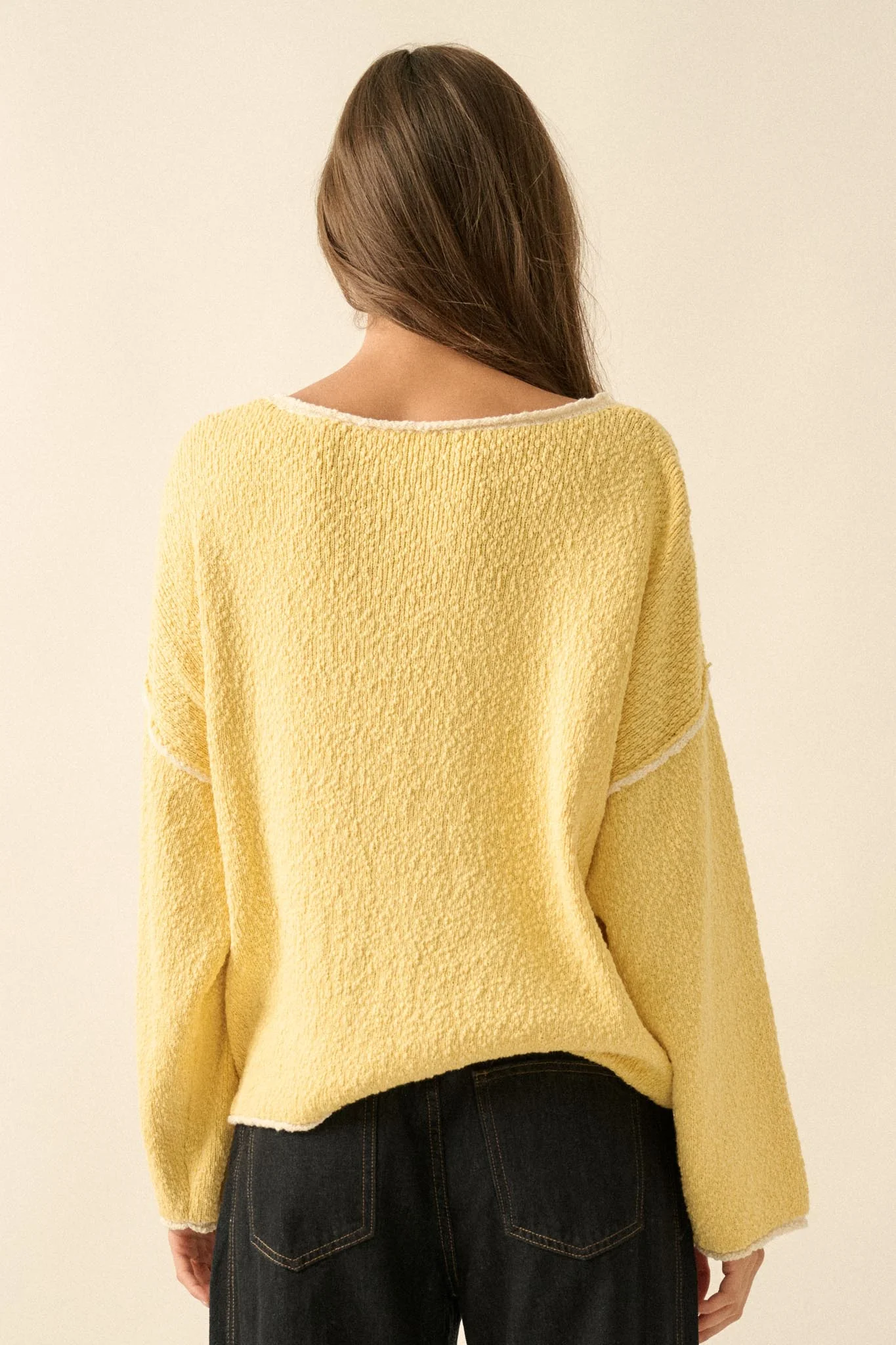 Get Cozy Textured Knit Exposed-Seam Sweater - Image 12