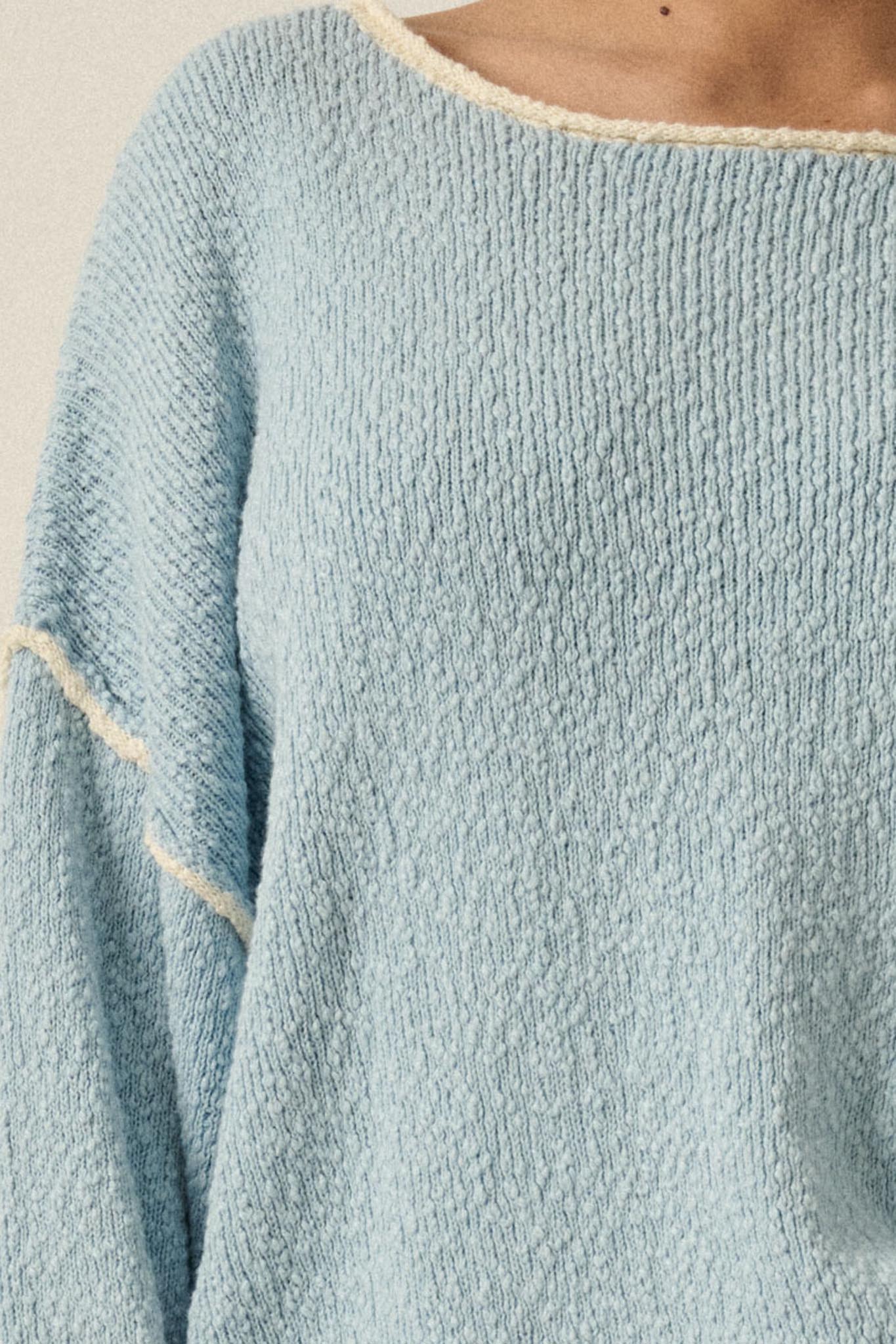 Get Cozy Textured Knit Exposed-Seam Sweater - Image 4