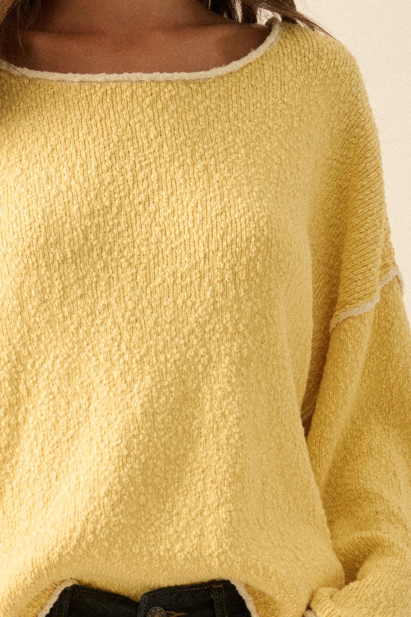 Get Cozy Textured Knit Exposed-Seam Sweater - Image 8