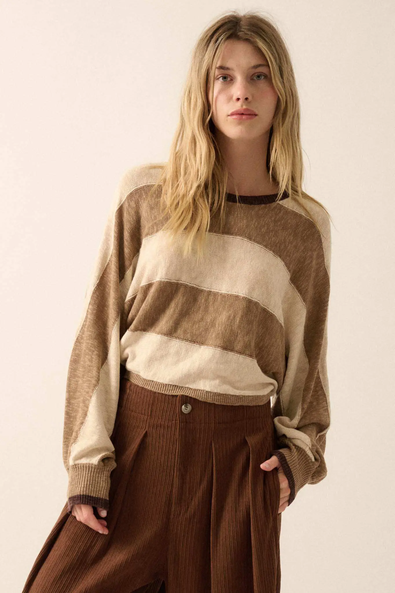 Get It Straight Colorblock Striped Slub-Knit Sweater - Image 6