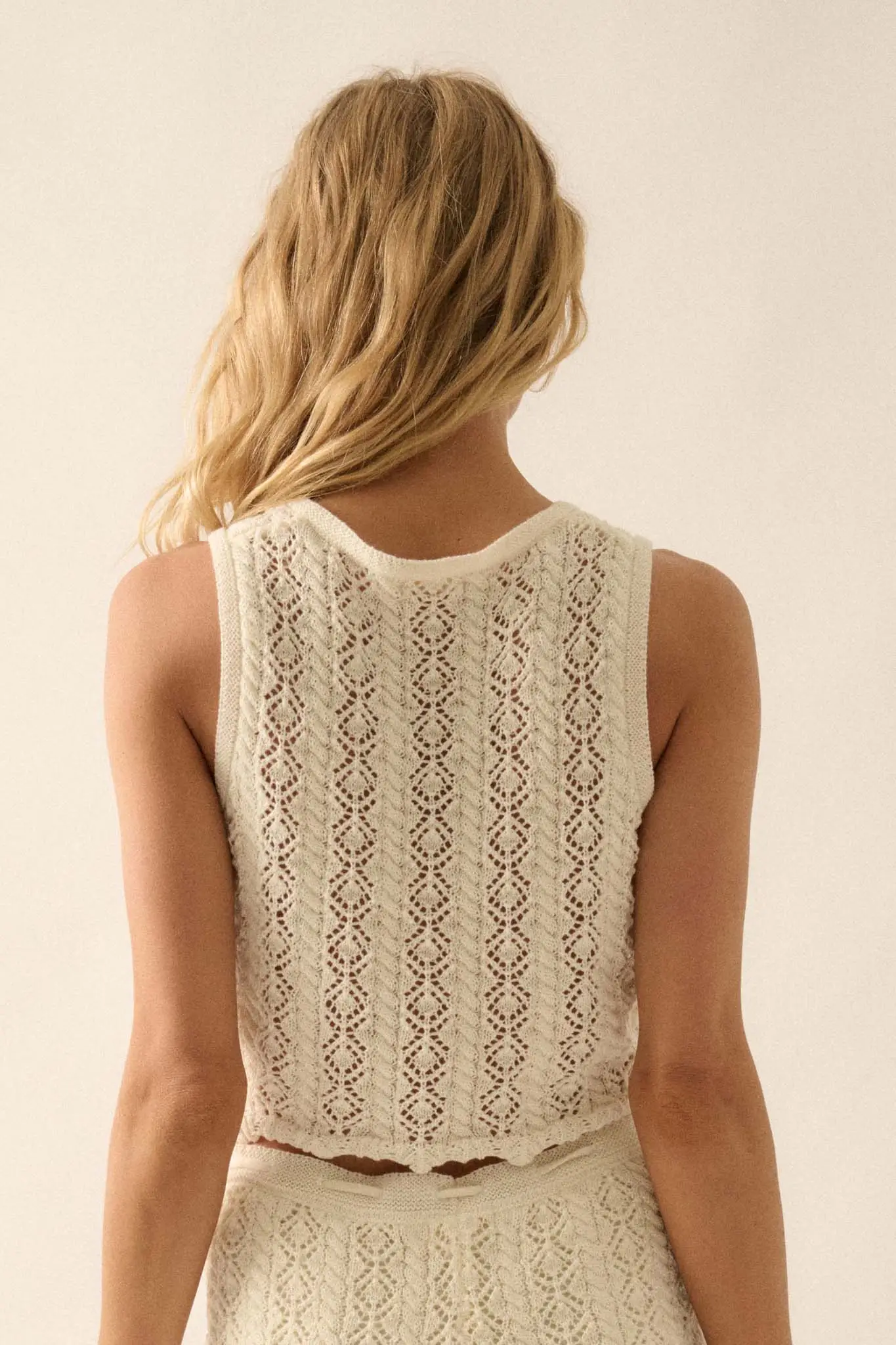 Get It Twisted Crochet Knit Tie-Front Tank Top - Image 15